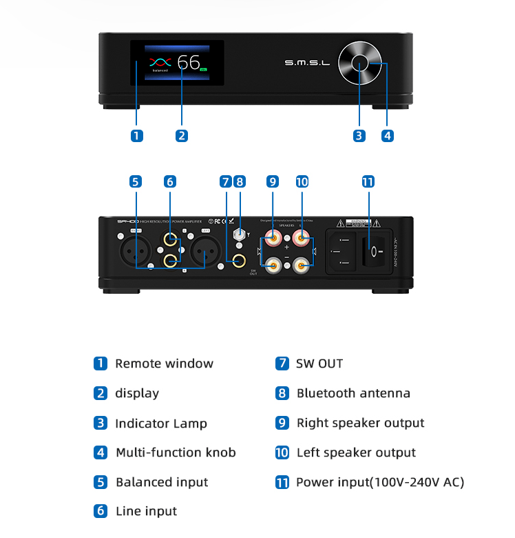 Apos Audio SMSL Preamplifier SMSL SA400 High Resolution Power Amplifier