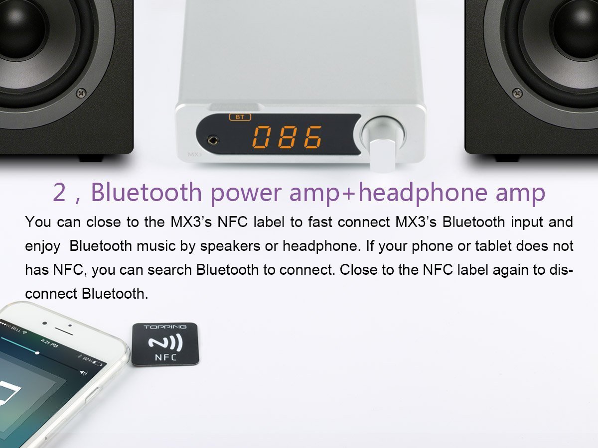 Apos Audio TOPPING Headphone DAC/Amp TOPPING MX3 Built-in Bluetooth Receiver DAC Headphone Amp Digital Amplifier