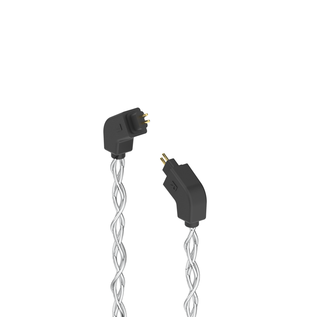Post-Split 2-Pin IEM Connectors with Silver Braided Cable