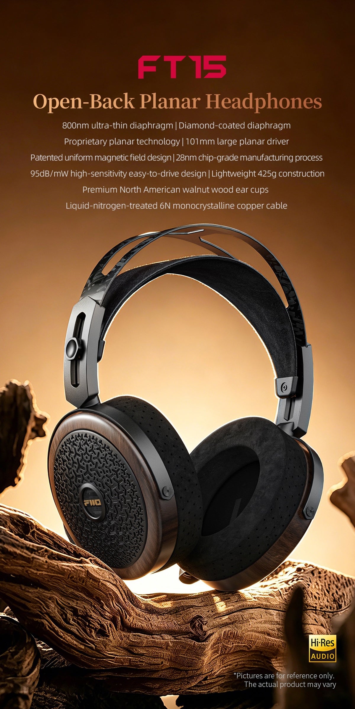 FiiO FT15 Diamond-Coated Nano-Diaphragm Planar Magnetic Headphones