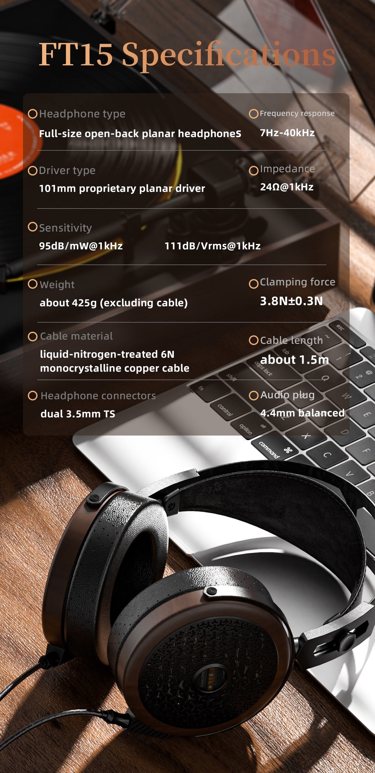 FiiO FT15 Diamond-Coated Nano-Diaphragm Planar Magnetic Headphones