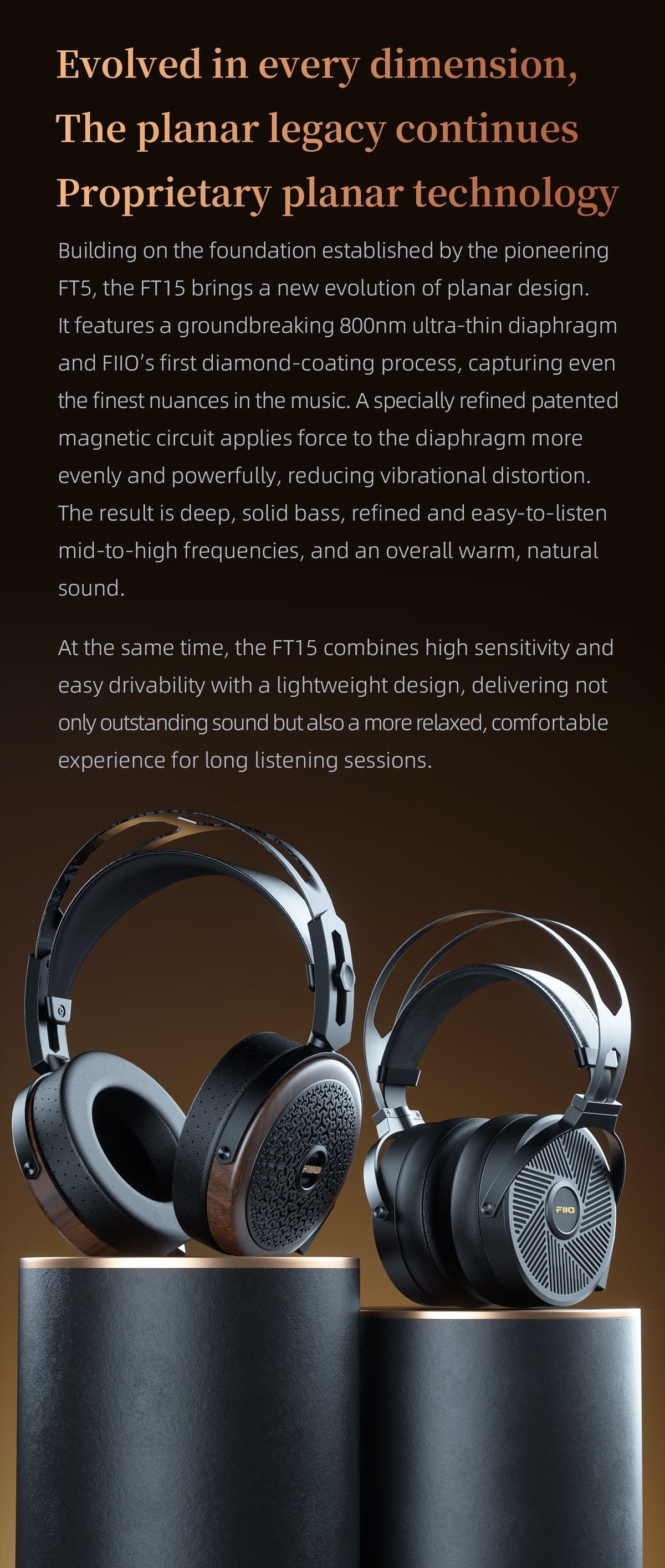 FiiO FT15 Diamond-Coated Nano-Diaphragm Planar Magnetic Headphones