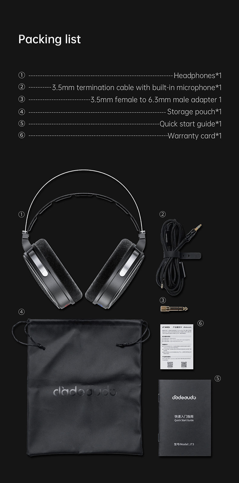 FiiO JadeAudio JT3 50mm Dynamic Driver Headphones