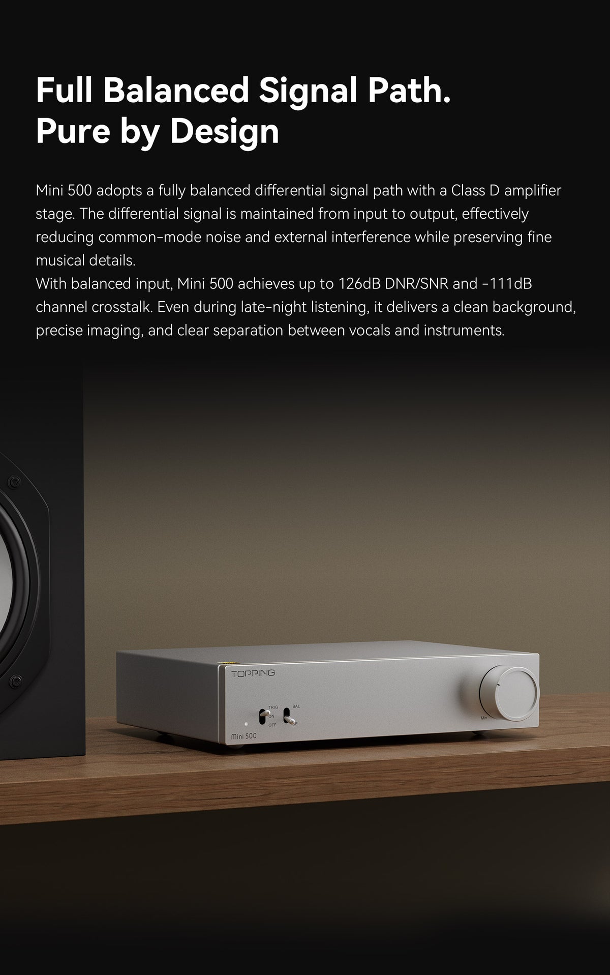 TOPPING Mini 500 Fully-Balanced Desktop Power Amplifier