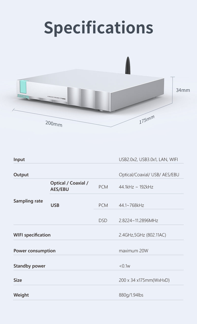 SMSL N100 Hi-Res Net Streamer