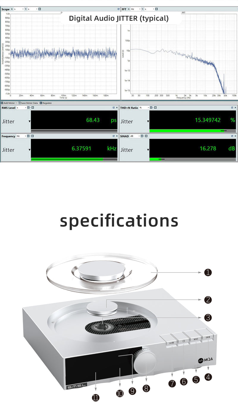 SMSL PL200 T MQA-CD Transport CD Player