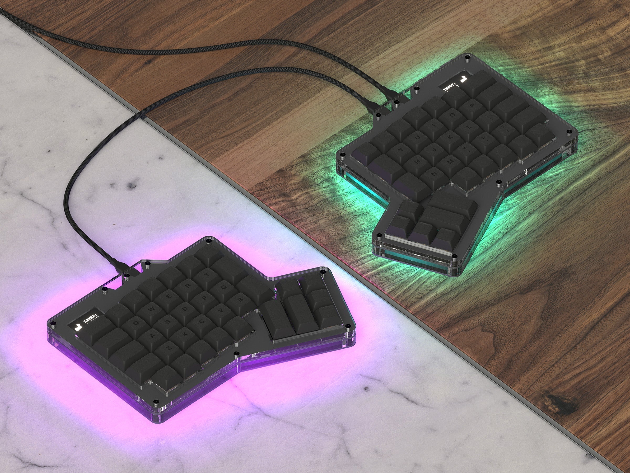 Apos Audio Alpaca Keyboards Mechanical Keyboards ErgoDox 76 "Hot Dox" V2 Mechanical Keyboard