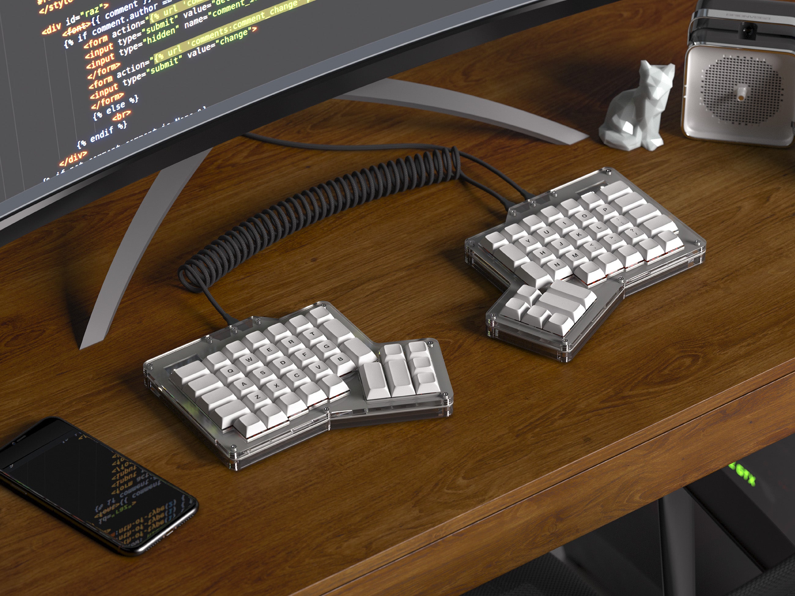 Apos Audio Alpaca Keyboards Mechanical Keyboards ErgoDox 76 "Hot Dox" V2 Mechanical Keyboard