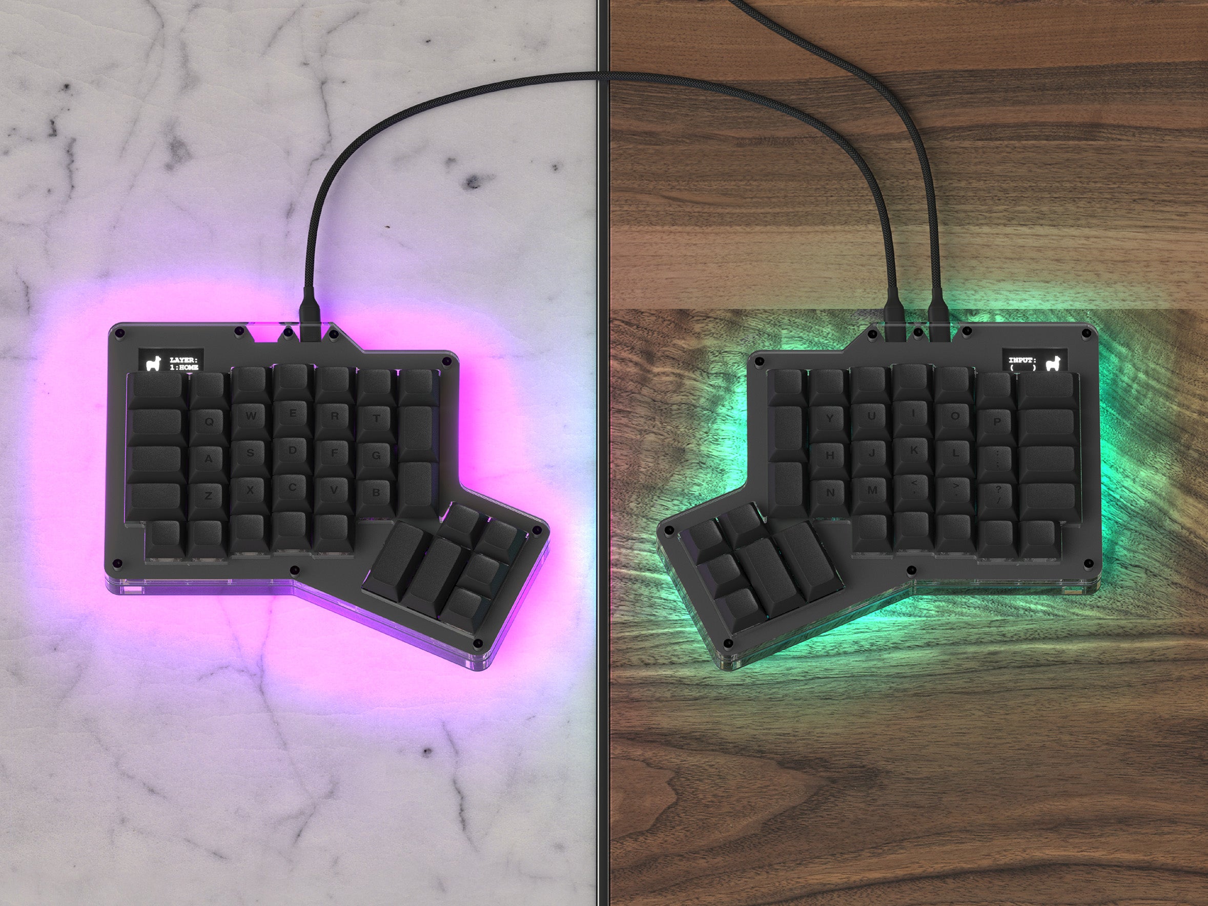 Apos Audio Alpaca Keyboards Mechanical Keyboards ErgoDox 76 "Hot Dox" V2 Mechanical Keyboard