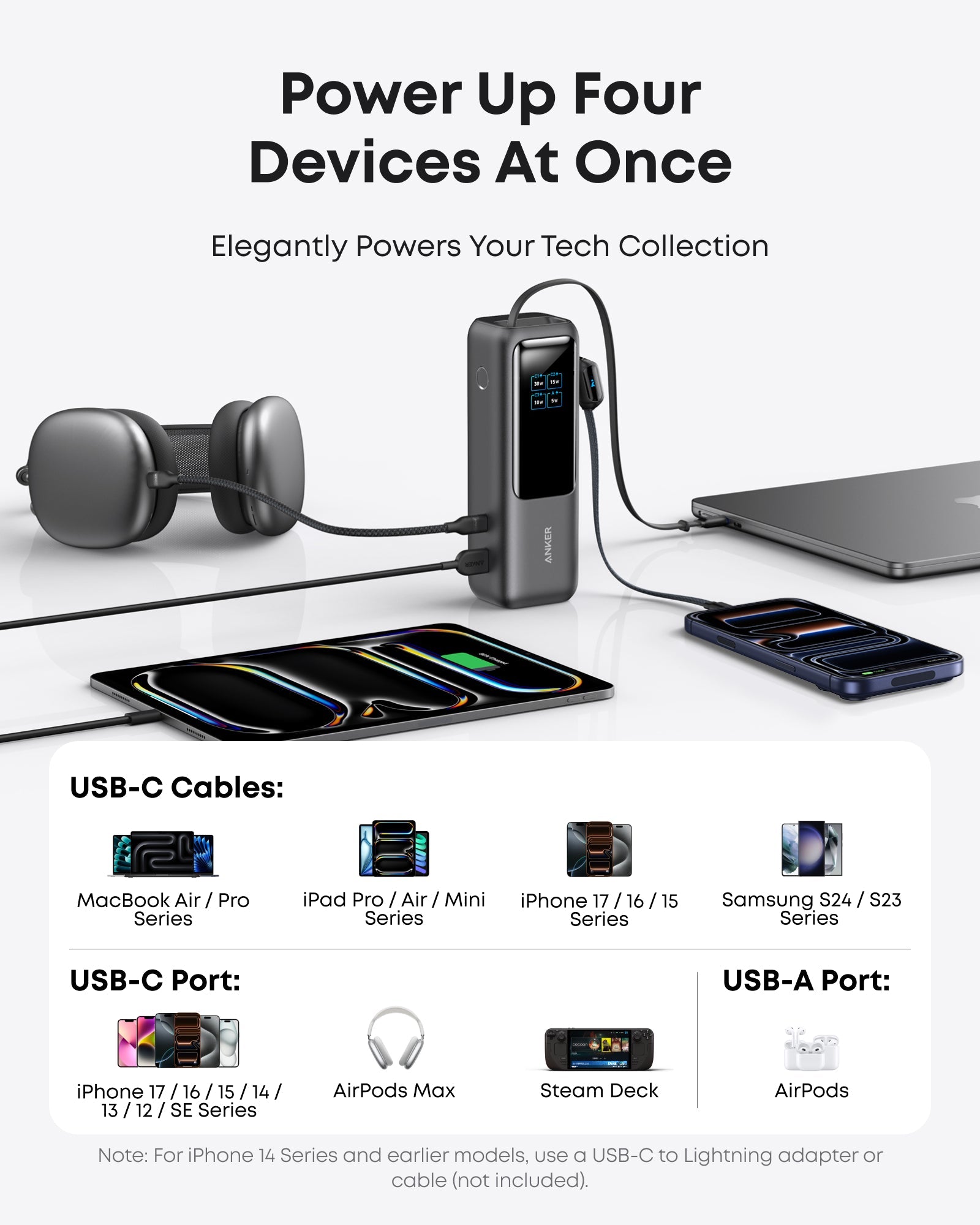 Apos Audio Anker Accessory Anker Laptop Power Bank (25K, 165W, Built-In and Retractable Cables)