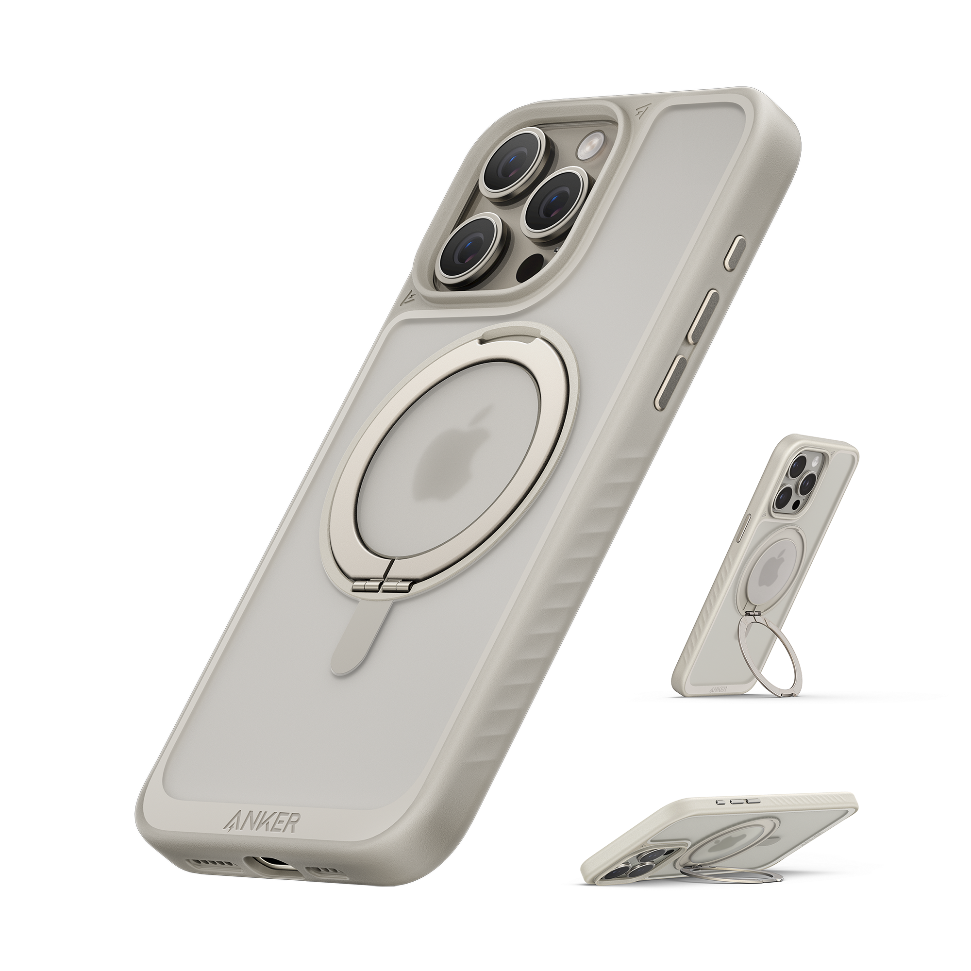 Apos Audio Anker Accessory Anker MagGo Magnetic Case with Stand (360° Ring Stand) Titanium / iPhone 16 Pro