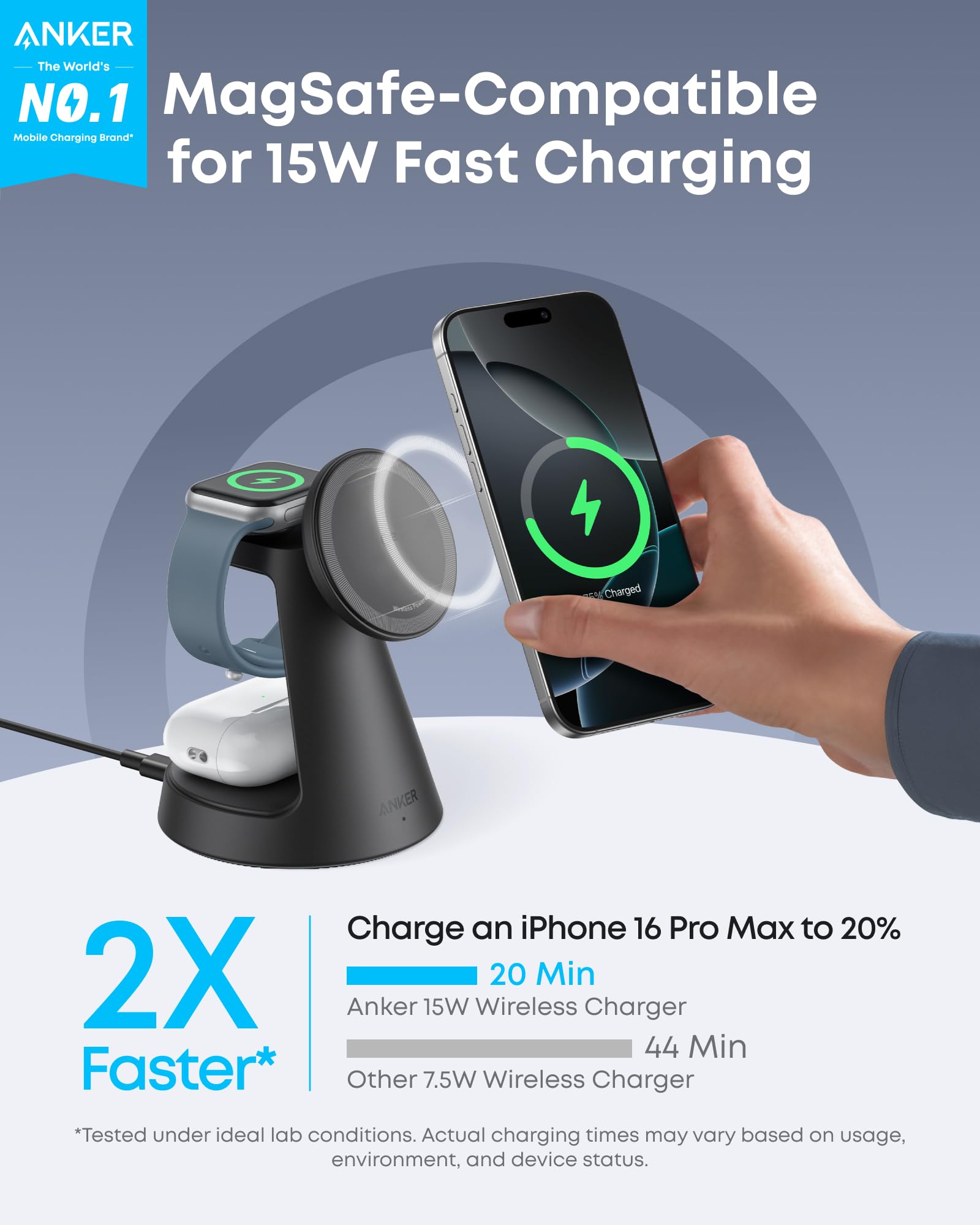 Apos Audio Anker Accessory Anker MagGo Wireless Charging Station (3-in-1, Dock Stand)