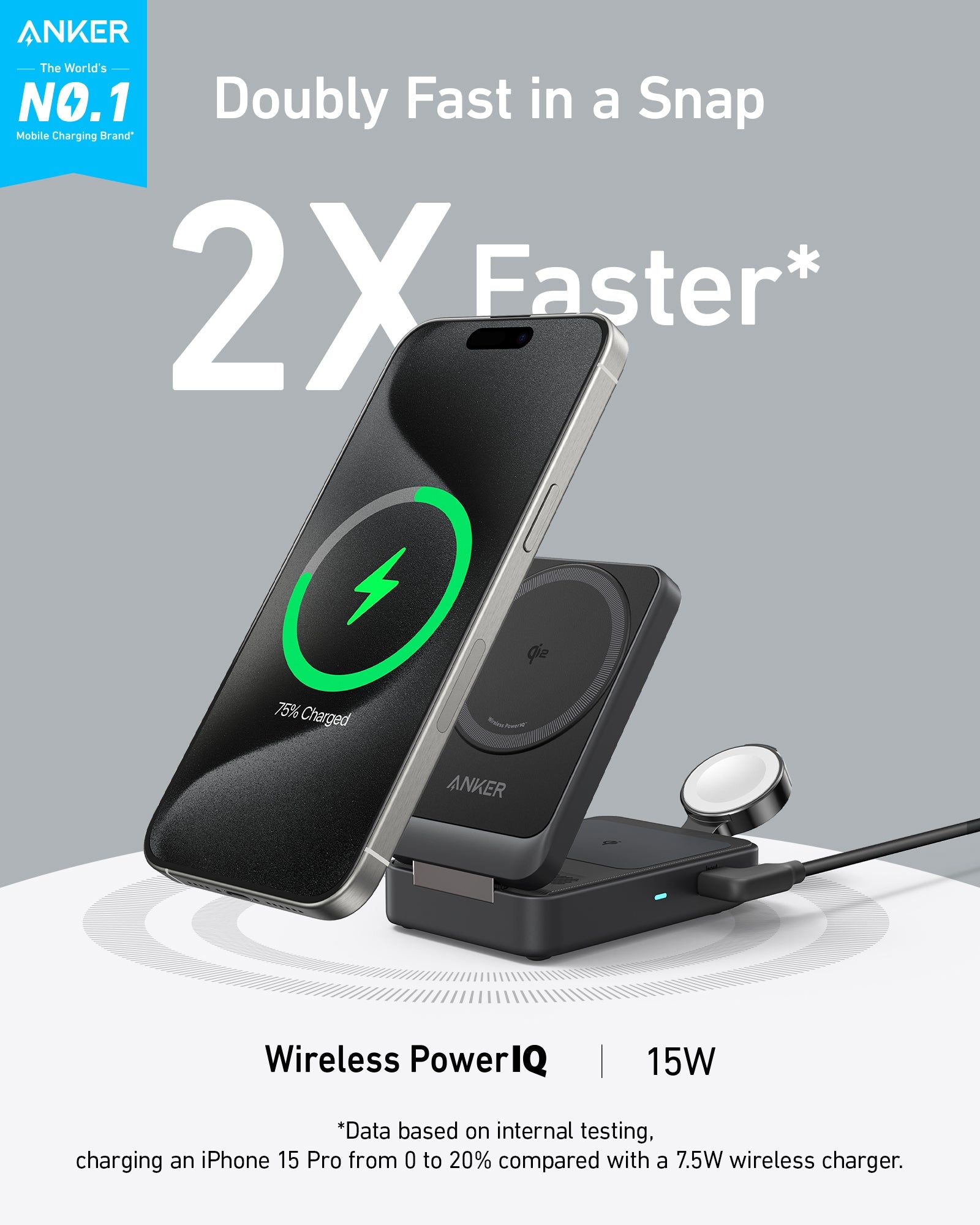 Apos Audio Anker Accessory Anker MagGo Wireless Charging Station (Foldable 3-in-1)