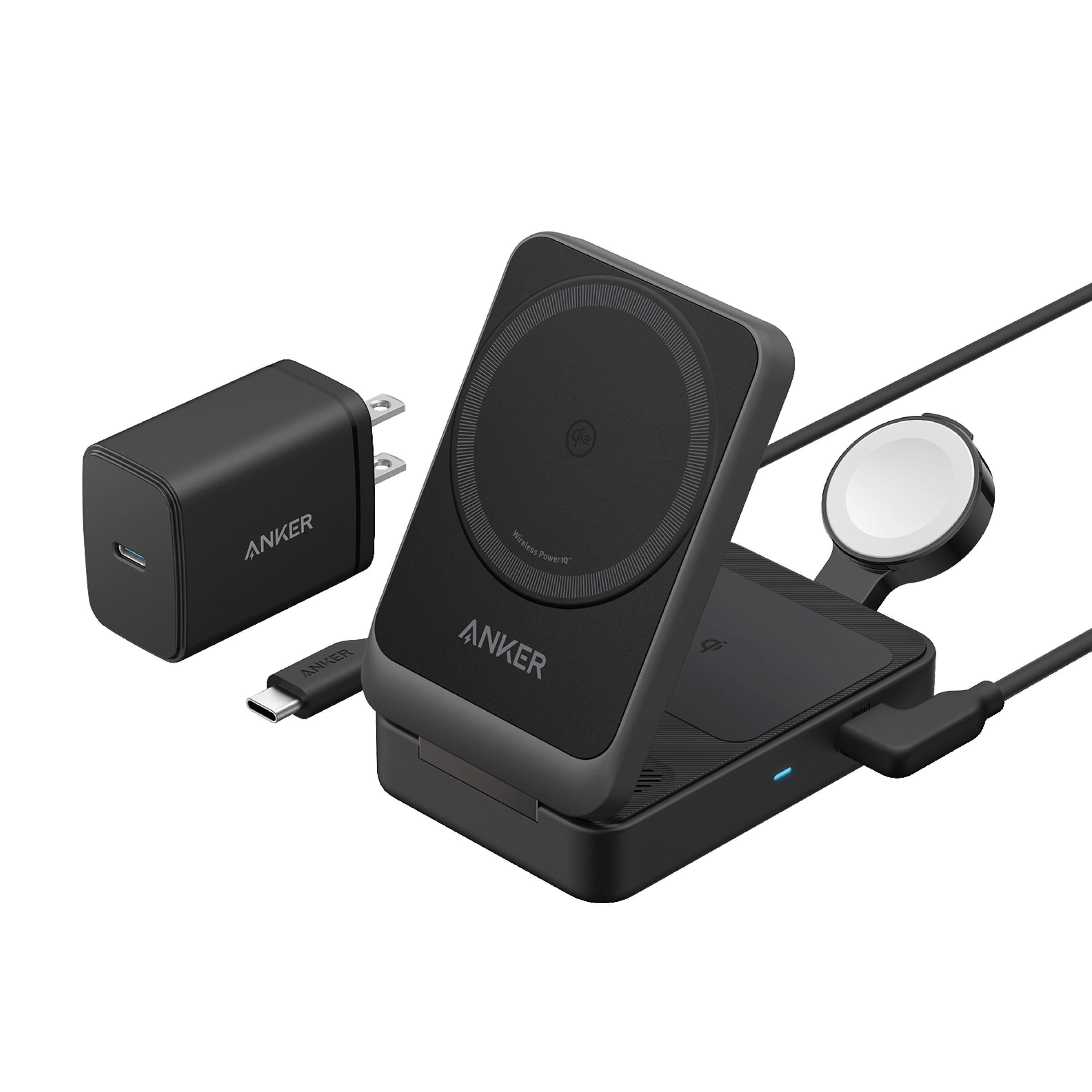 Apos Audio Anker Accessory Anker MagGo Wireless Charging Station (Foldable 3-in-1) Black Stone