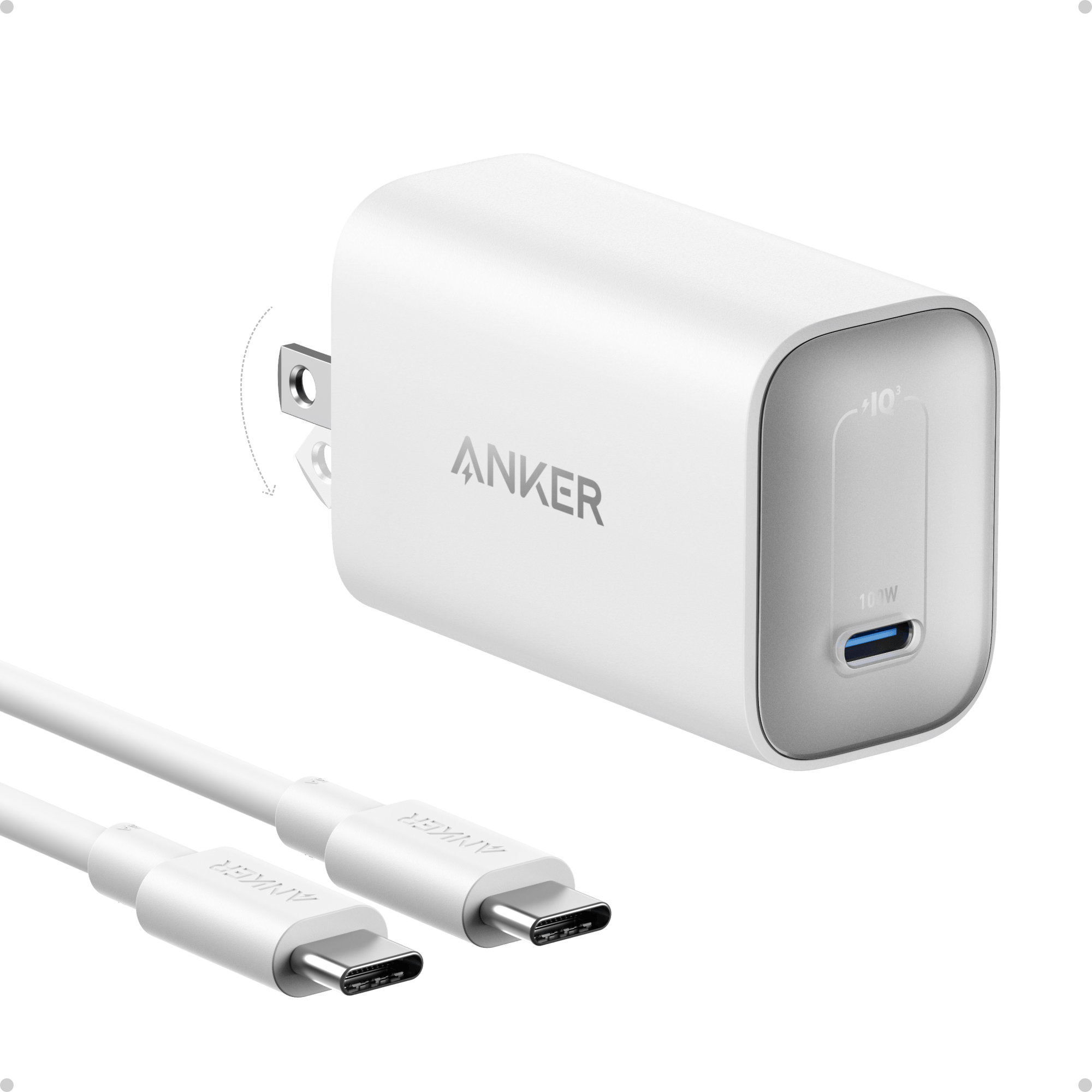 Apos Audio Anker Accessory Anker Nano Charger (100W) with USB-C Cable Shell White