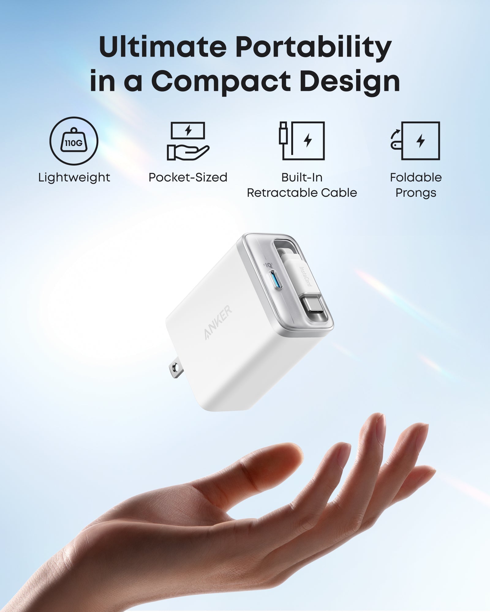 Apos Audio Anker Accessory Anker Nano Charger (35W, Built-In Retractable USB-C Cable)