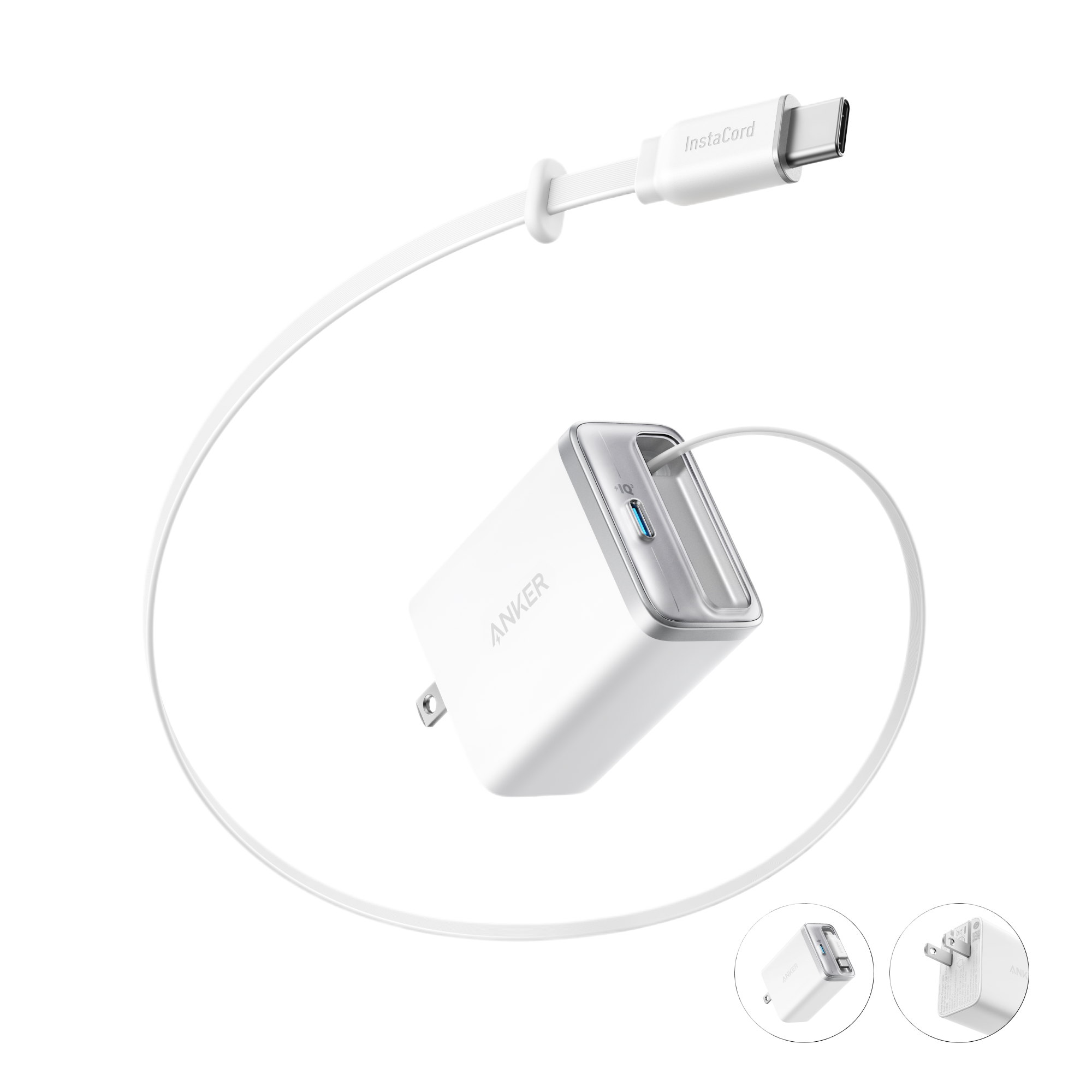 Apos Audio Anker Accessory Anker Nano Charger (35W, Built-In Retractable USB-C Cable) Shell White