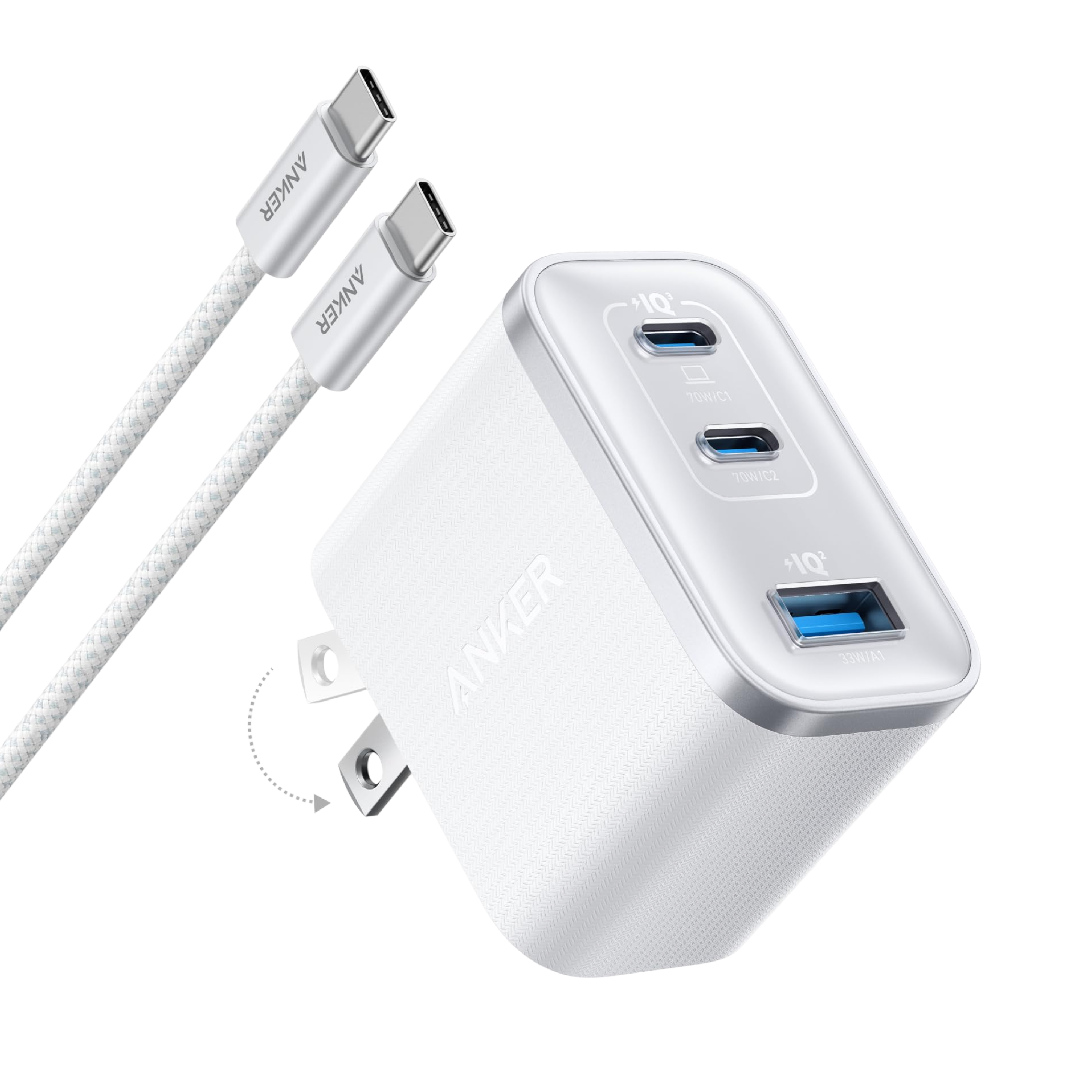 Apos Audio Anker Accessory Anker Nano Charger (70W, 3 Ports) Shell White