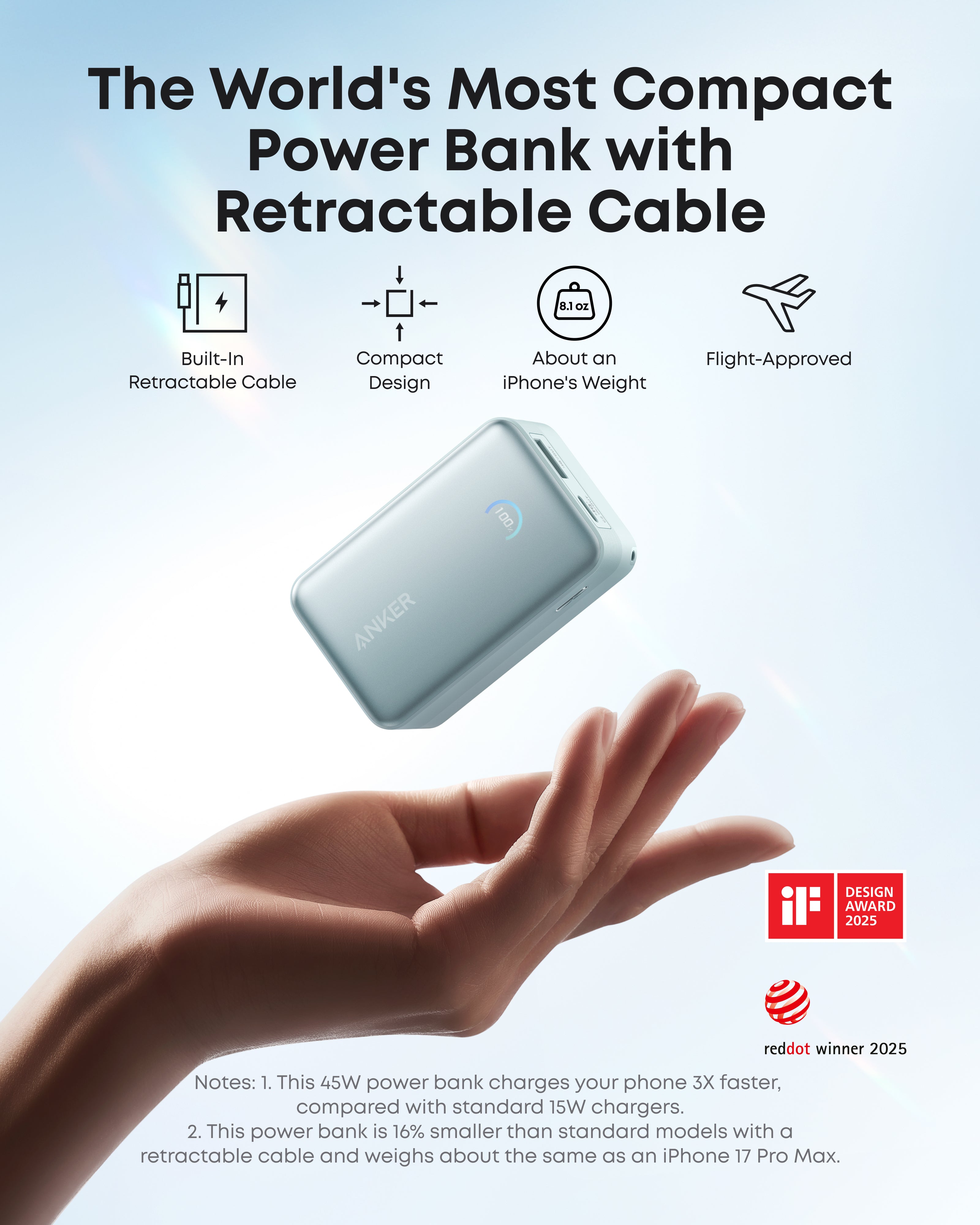 Apos Audio Anker Accessory Anker Nano Power Bank (10K, 45W, Built-In Retractable USB-C Cable)