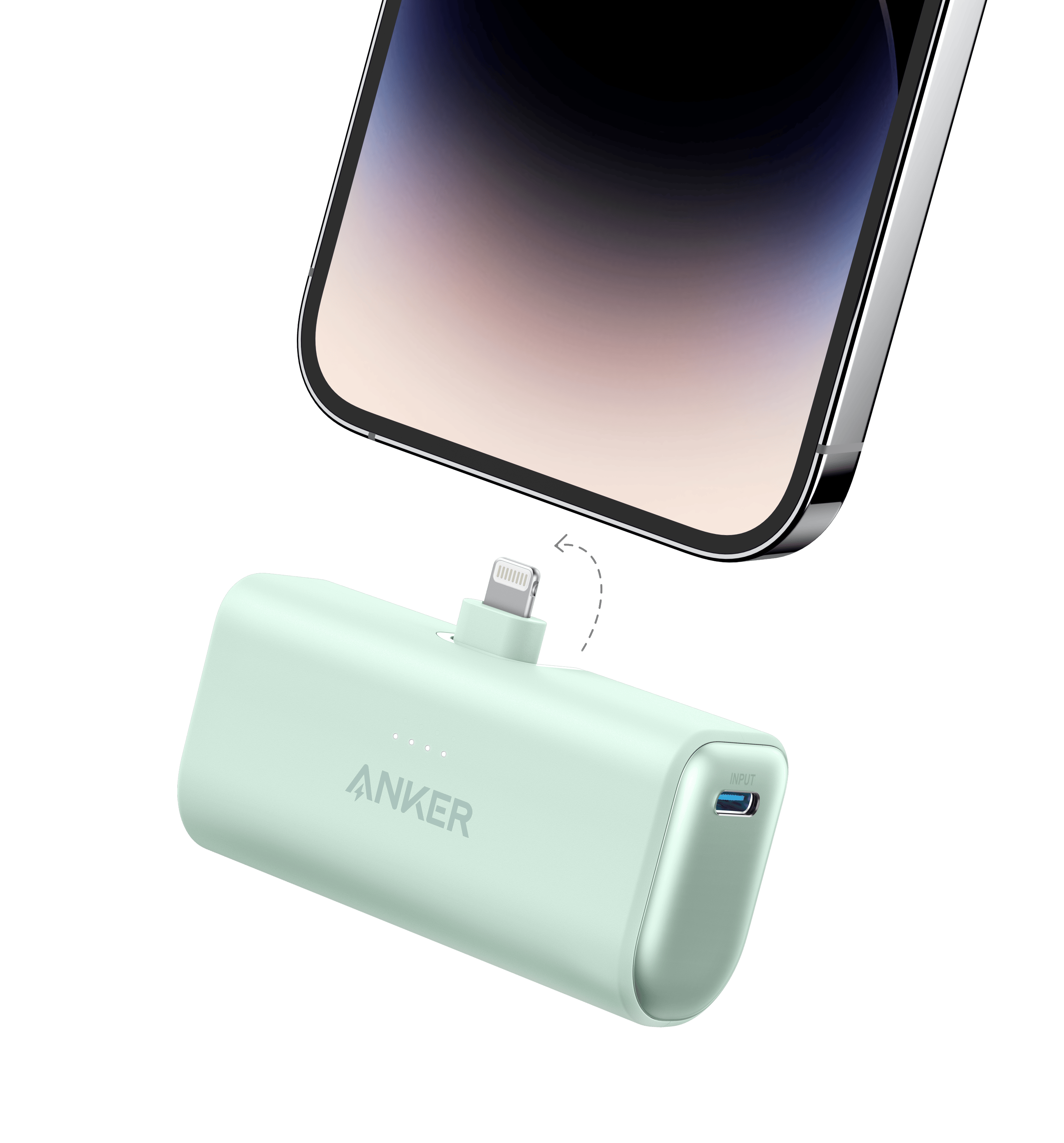 Apos Audio Anker Accessory Anker Nano Power Bank (12W, Built-In Lightning Connector) Mint Green