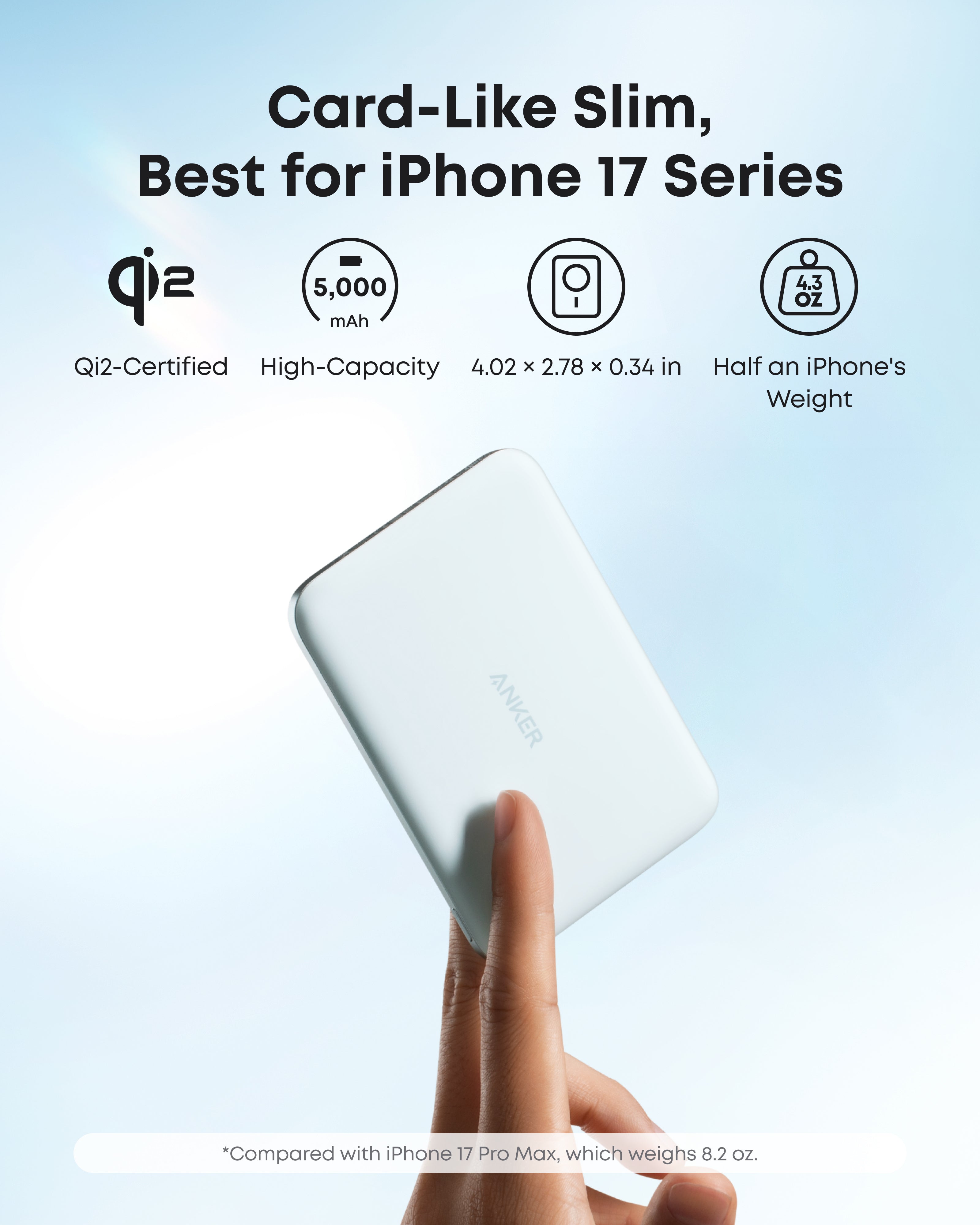 Anker MagGo Power Bank（5K、Slim）– ホワイト Anker MagGo Power Bank (5K, Slim) - White - Apple