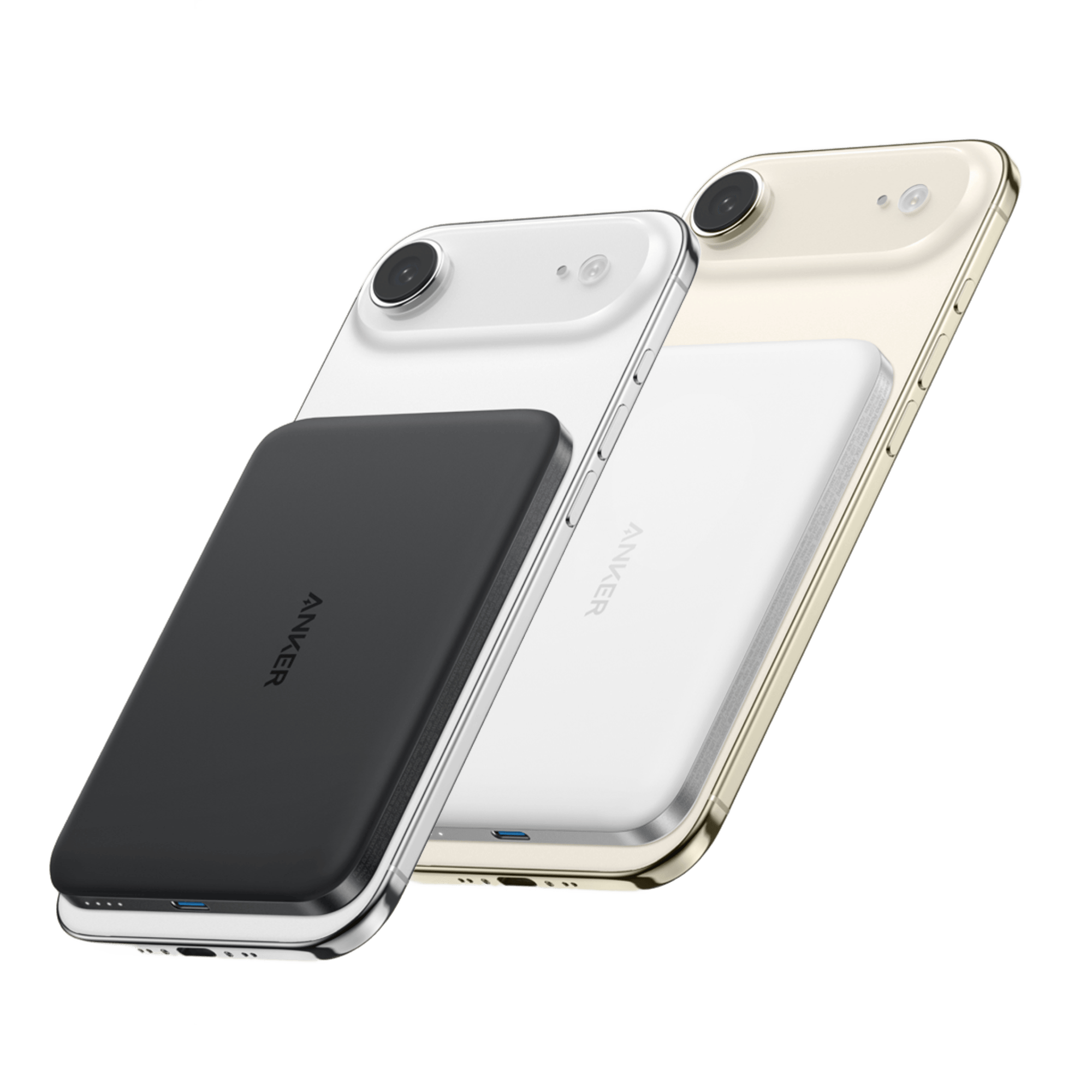 Apos Audio Anker Accessory Anker Nano Power Bank (5K, MagGo, Slim) Black + Aurora White | 1-Pack Each