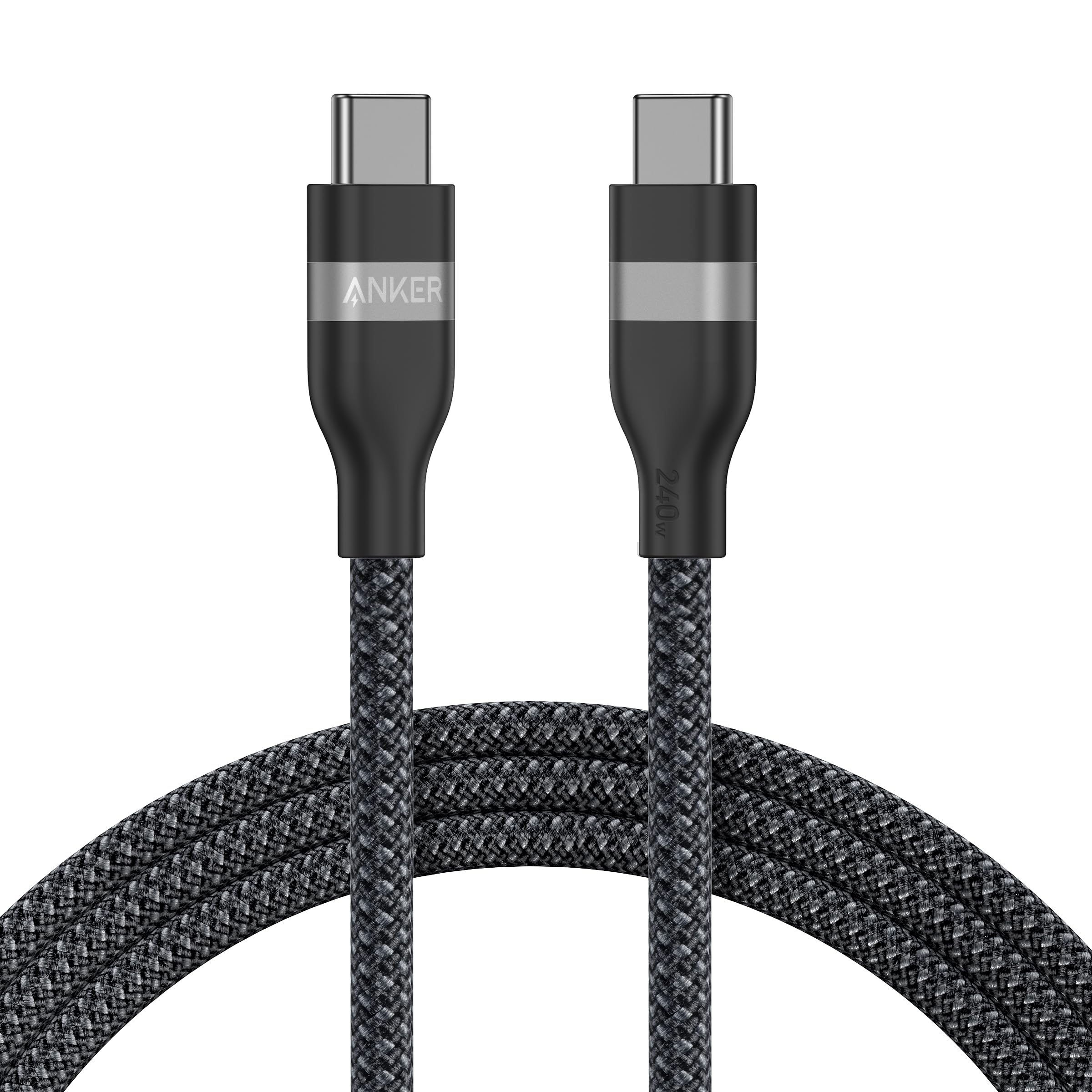 Apos Audio Anker Accessory Anker USB-C to USB-C Cable (3 ft / 6 ft, 240W, Upcycled-Braided) 6 ft / Black