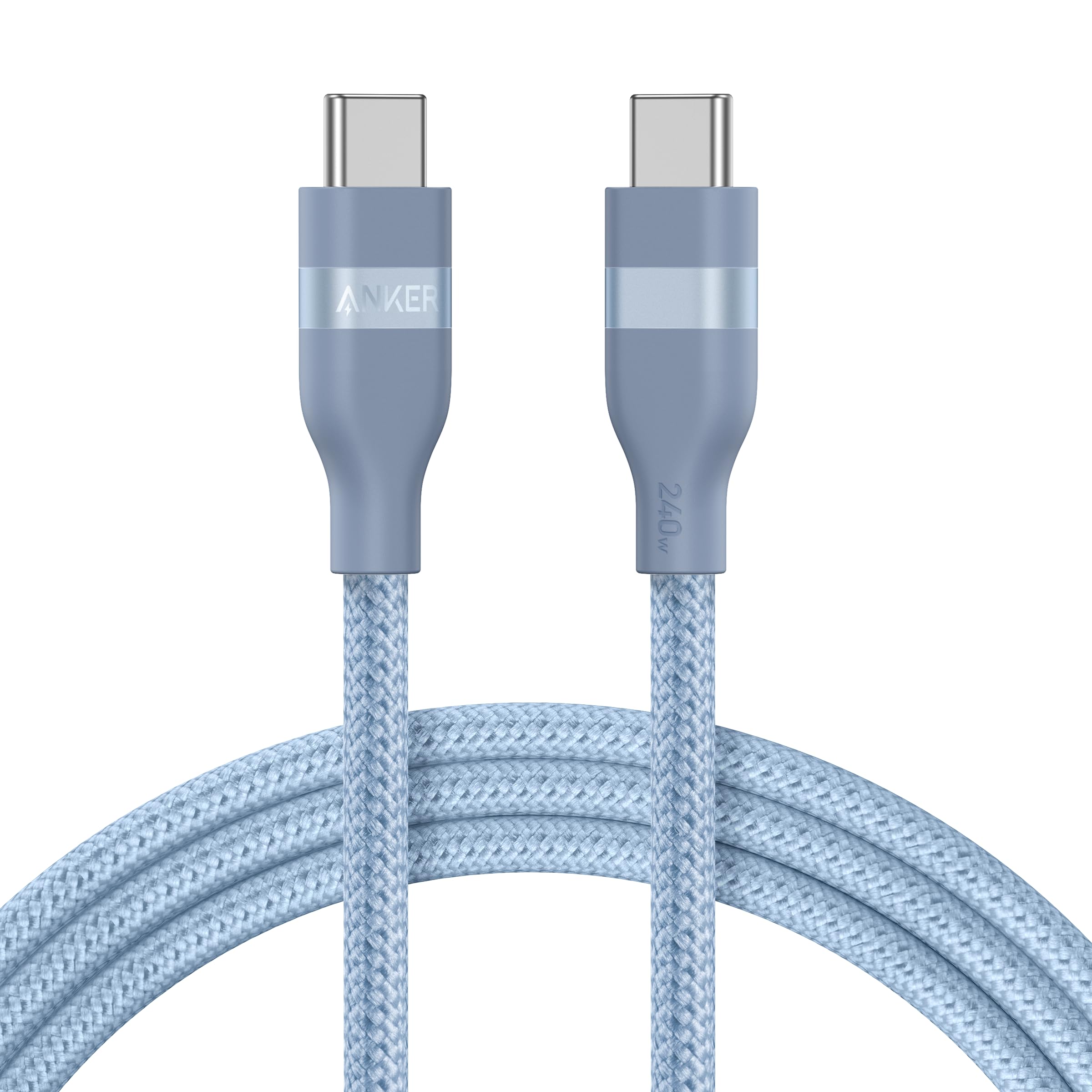 Apos Audio Anker Accessory Anker USB-C to USB-C Cable (3 ft / 6 ft, 240W, Upcycled-Braided) 6 ft / Ice Lake Blue