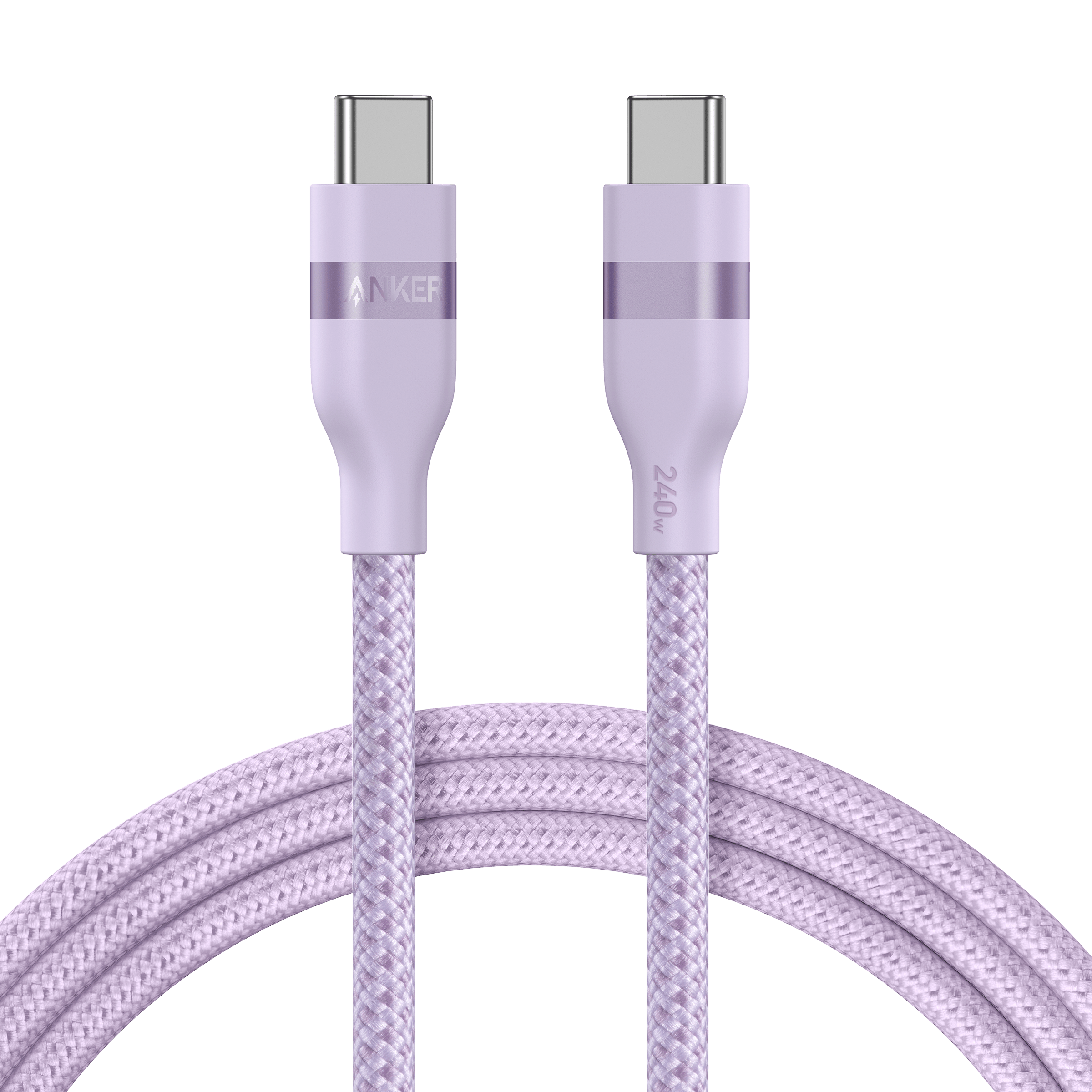 Apos Audio Anker Accessory Anker USB-C to USB-C Cable (3 ft / 6 ft, 240W, Upcycled-Braided) 6 ft / Lilac Purple