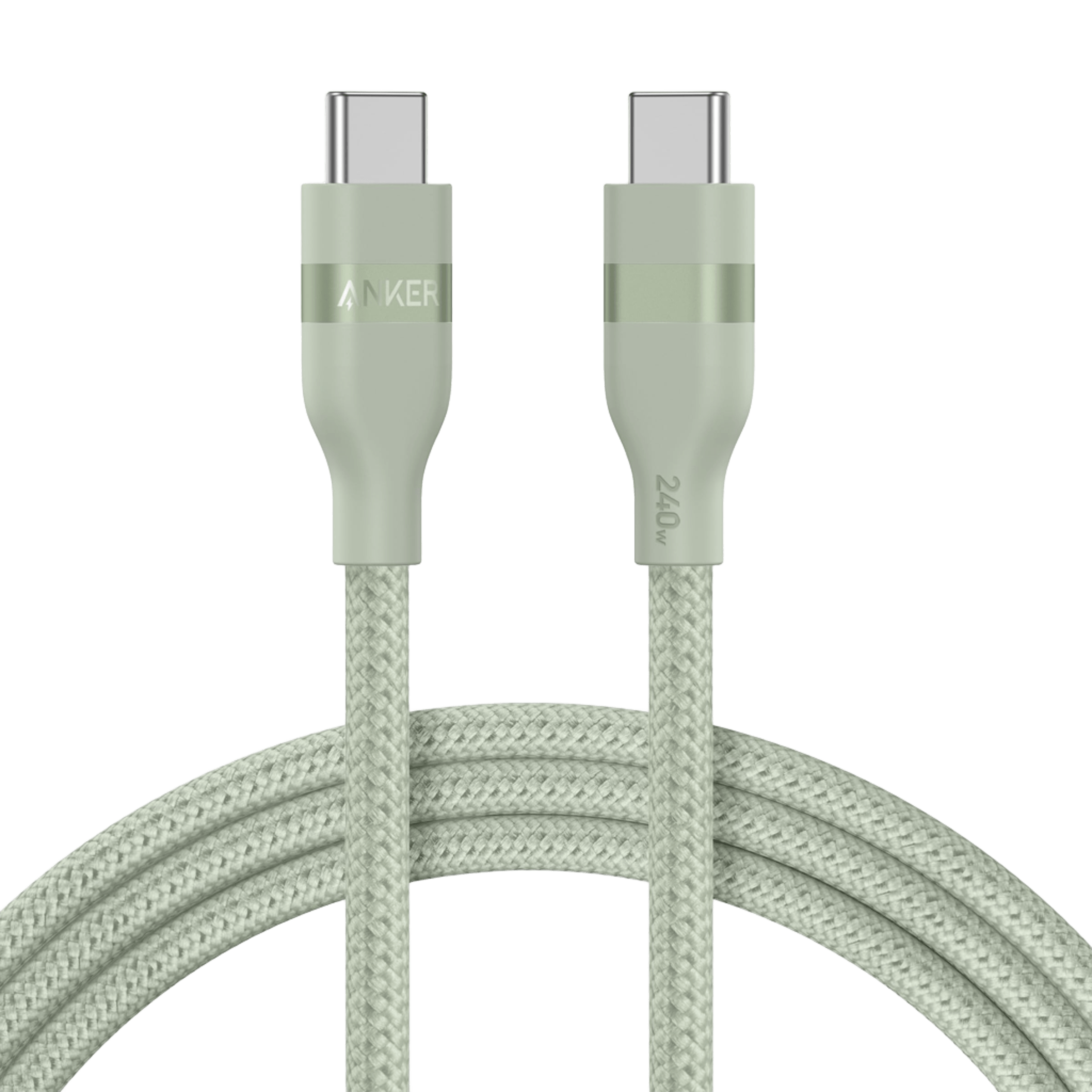 Apos Audio Anker Accessory Anker USB-C to USB-C Cable (3 ft / 6 ft, 240W, Upcycled-Braided) 6 ft / Sprout Green