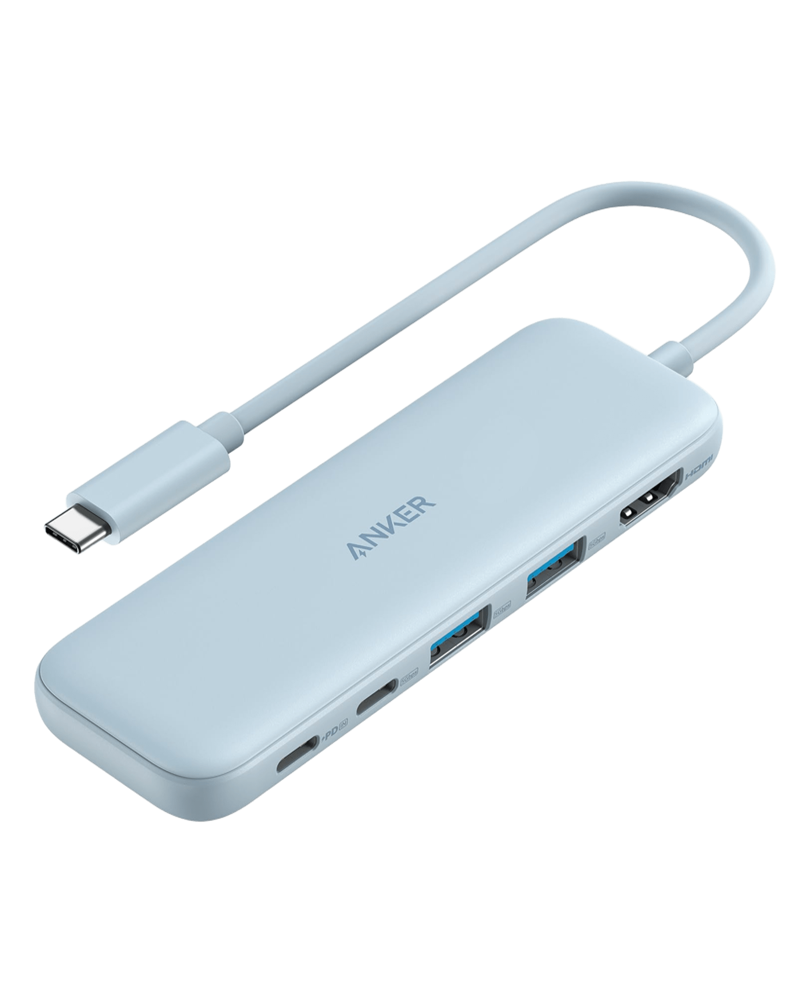 Apos Audio Anker Accessory Refurbished Anker 332 USB-C Hub (5-in-1) Misty Blue