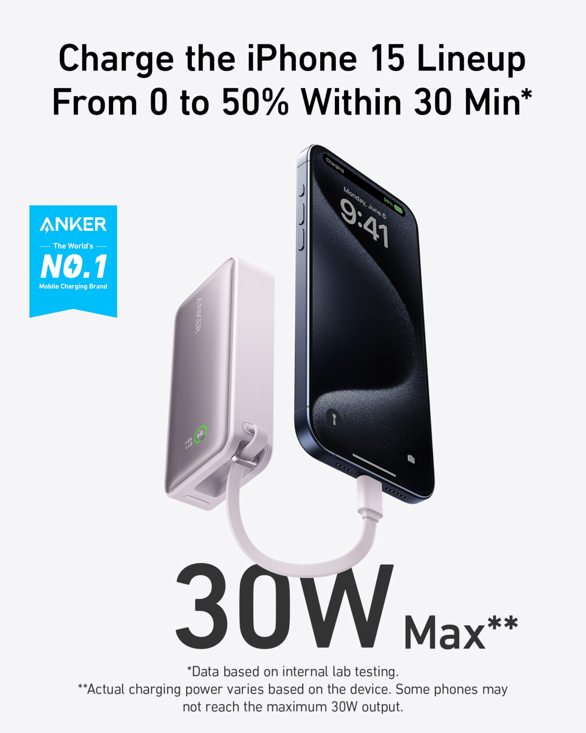 Apos Audio Anker charging only Anker Nano Power Bank (30W, Built-In USB-C Cable)