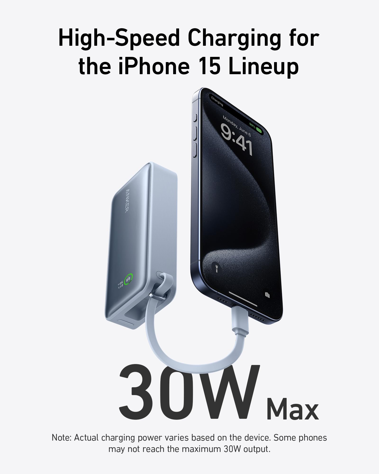 Apos Audio Anker charging only Anker Nano Power Bank (30W, Built-In USB-C Cable)