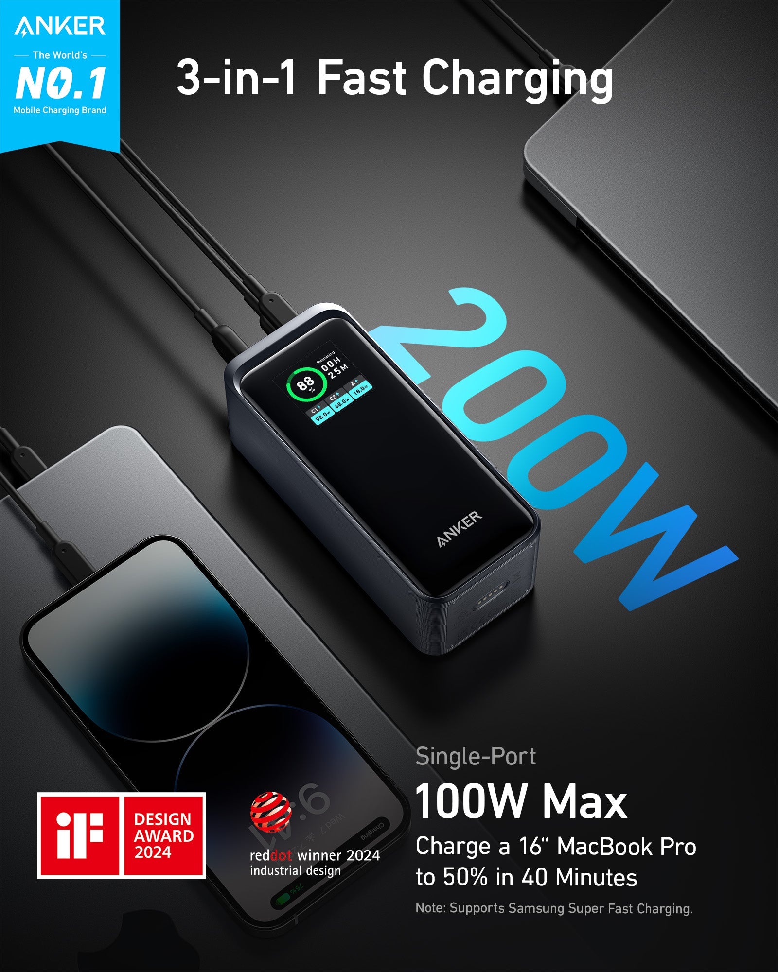 Apos Audio Anker charging only Anker Prime Power Bank (20K, 200W)