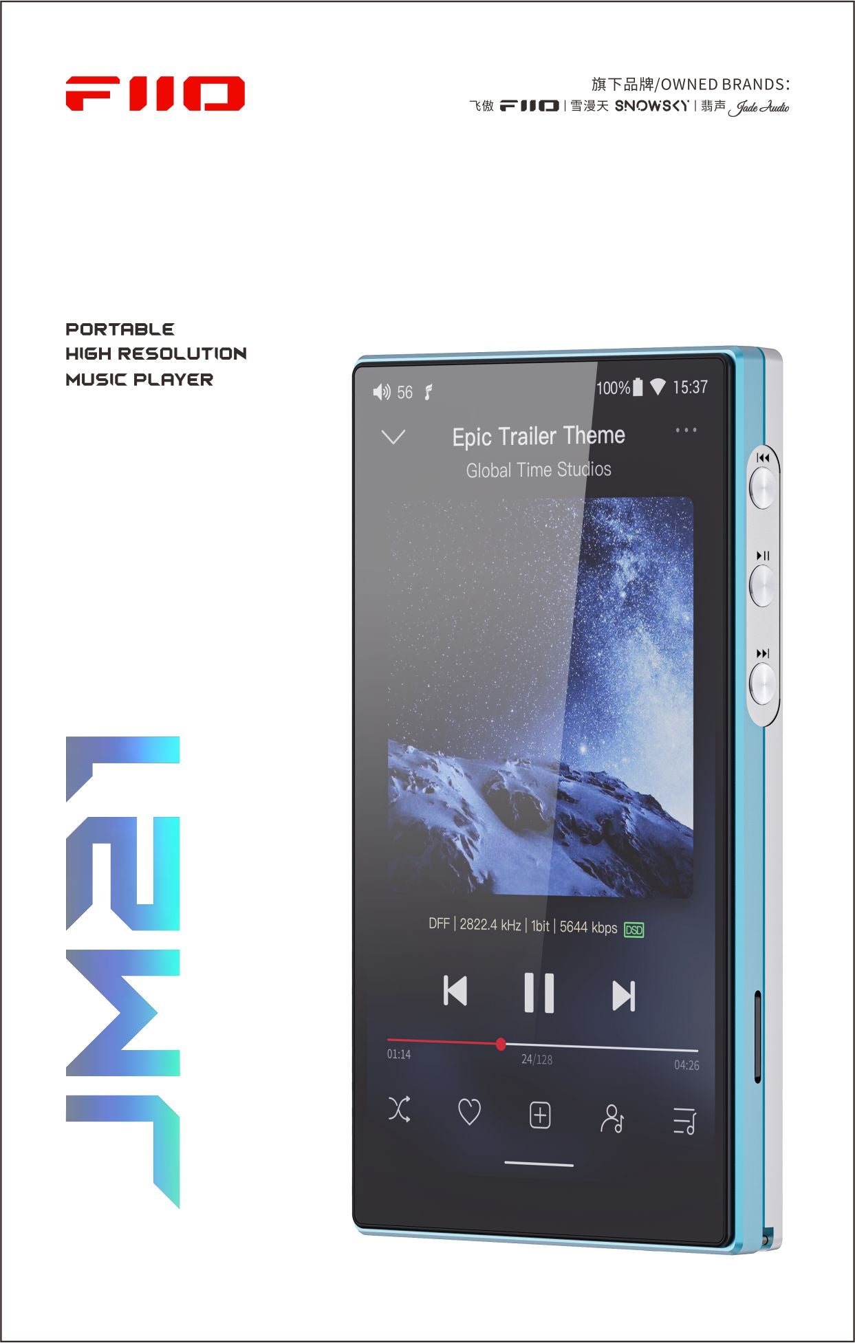 Apos Audio Apos DAP (Digital Audio Player) FiiO x JadeAudio JM21 Android 13 Hi-Res Music Player