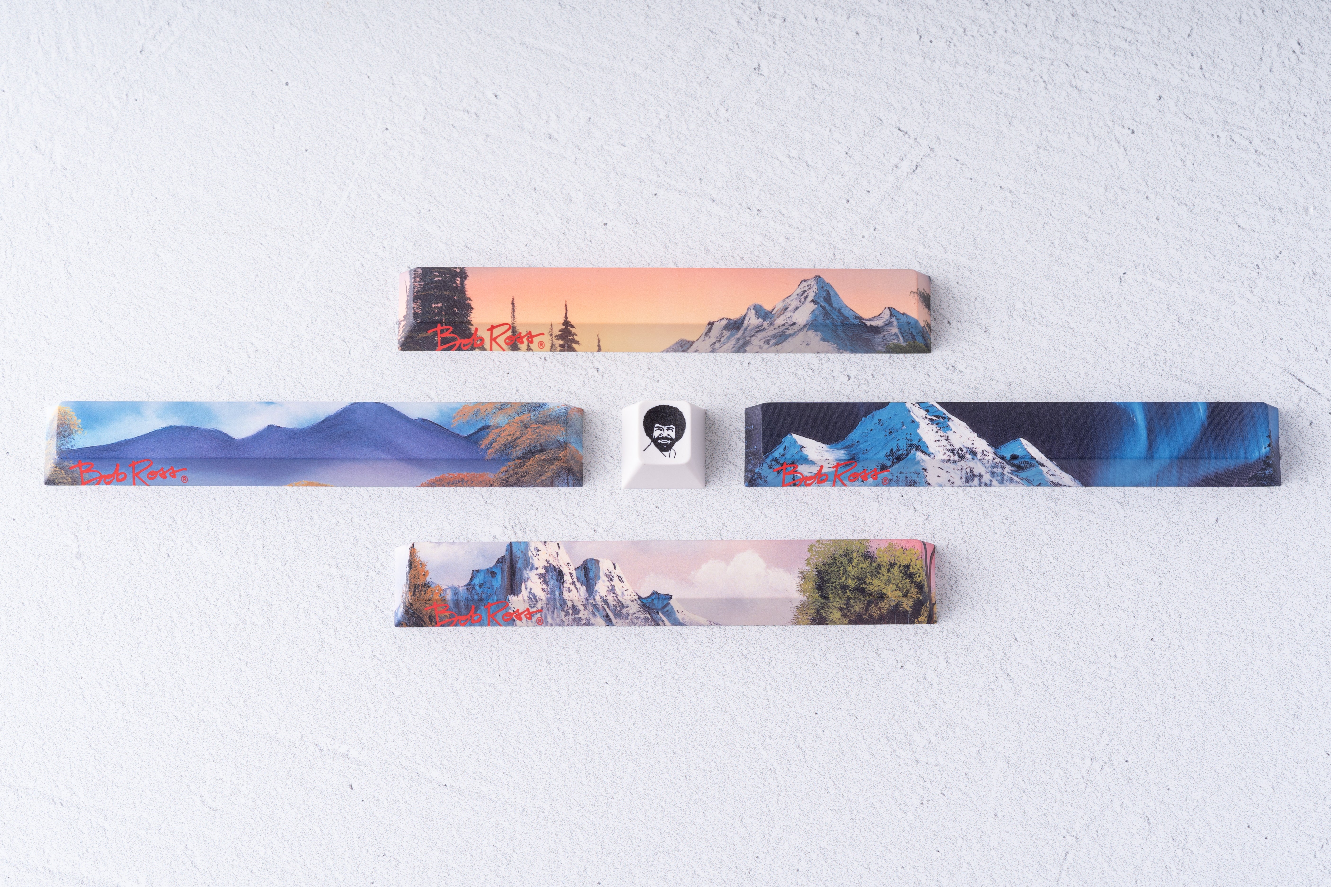 Apos Audio Apos Keycaps Bob Ross Panoramic Scenic Keycaps 4 Scenic Spacebars + Bob Ross Esc Key