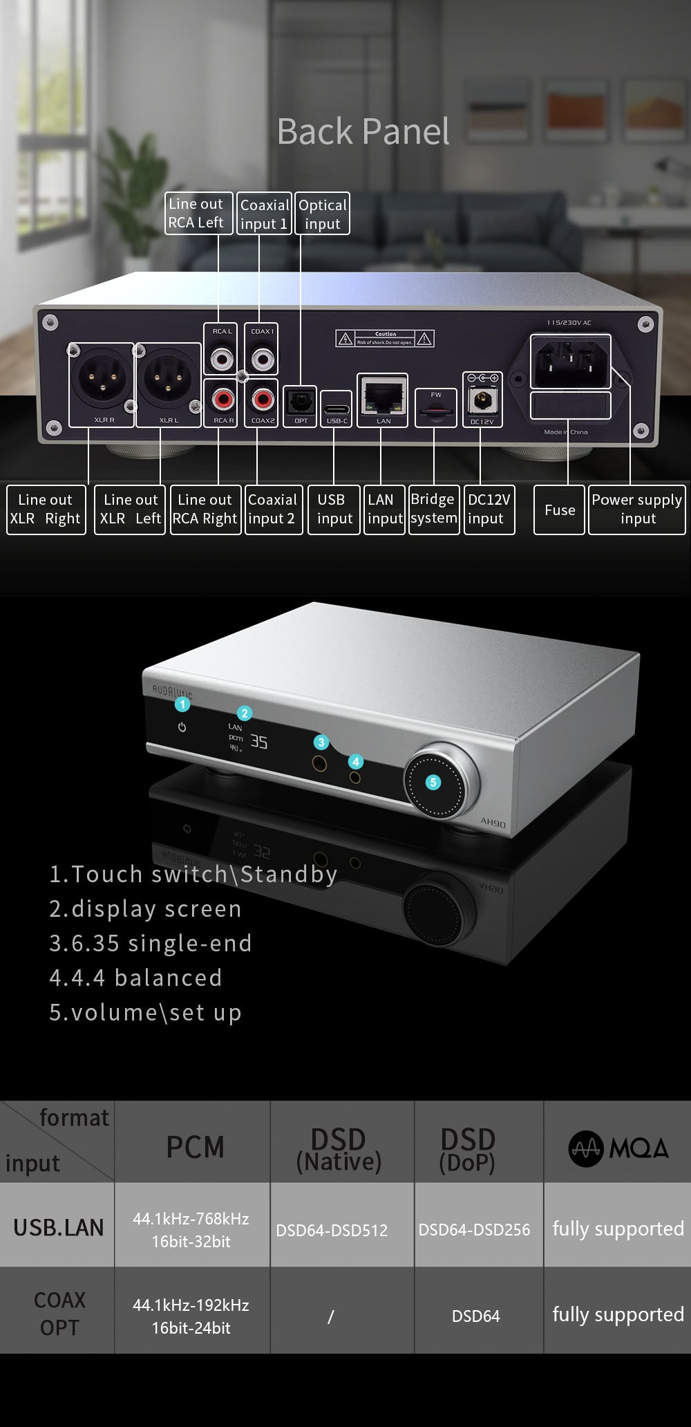 Apos Audio Audalytic Streaming Media Player Adualytic AH90 Streamer/DAC/Headphone Amp