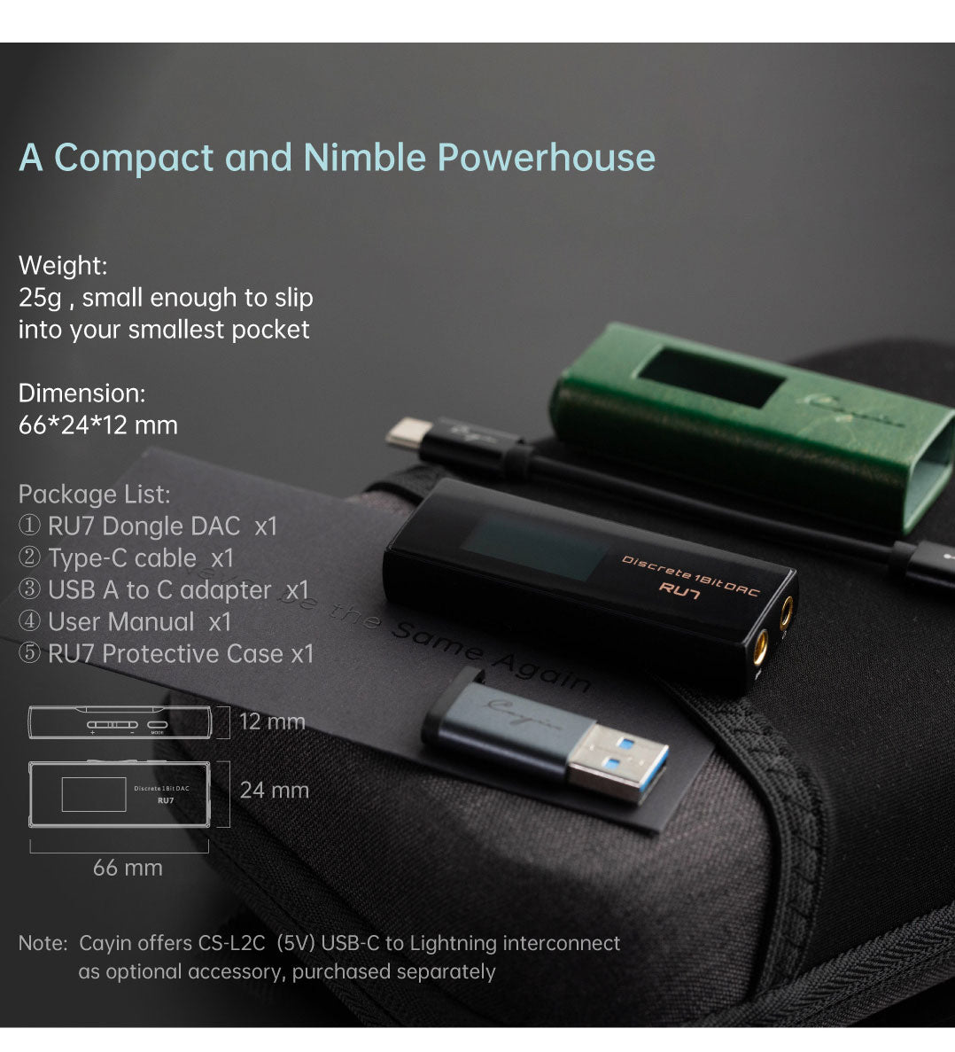 Apos Audio Cayin DAC (Digital-to-Analog Converter) Cayin RU7 1-Bit Resistor Network Portable DAC