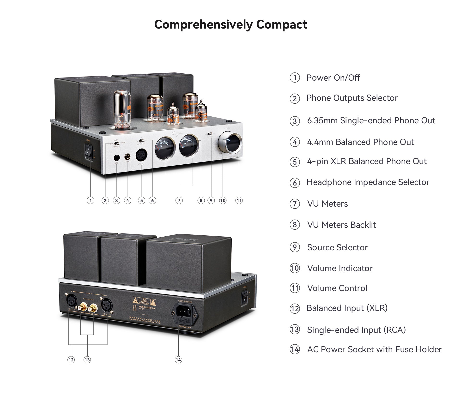 Apos Audio Cayin Headphone Amp (Tube) Cayin HA-2A Desktop Tube Headphone Amplifier