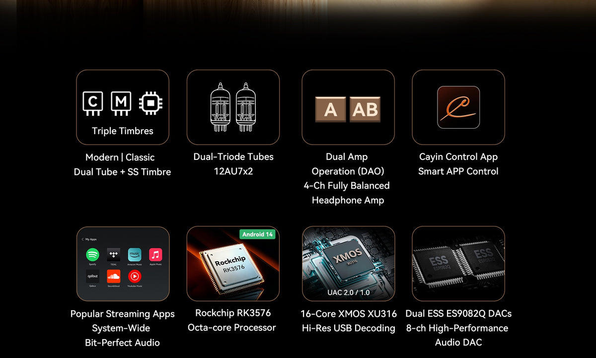 Apos Audio Cayin Headphone Amp (Tube) Cayin ID6 Streamer DAC and Headphone Amplifier