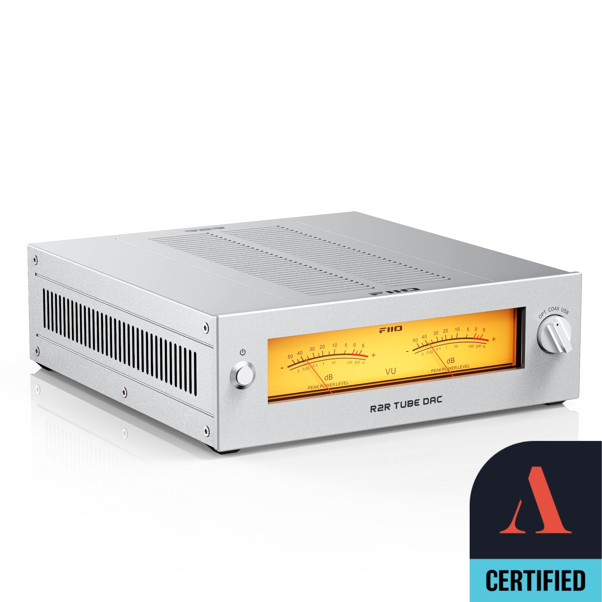 Apos Audio FiiO DAC (Digital-to-Analog Converter) FiiO Warmer Desktop R2R Tube Buffer and DAC (Apos Certified) Silver / Open Box - Like New