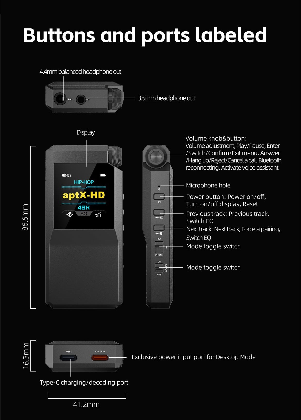 Apos Audio FiiO Headphone DAC/Amp FiiO BTR17 Bluetooth USB DAC/Amp Black