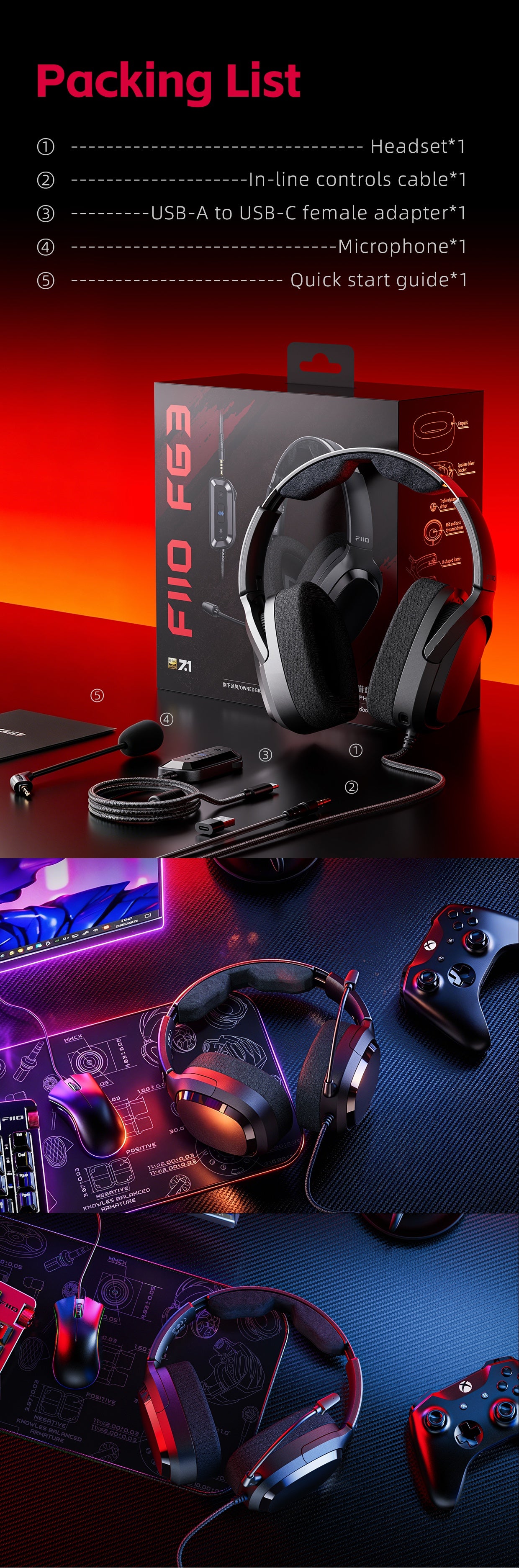 Apos Audio FiiO Headphone FiiO FG3 Gaming Headphones