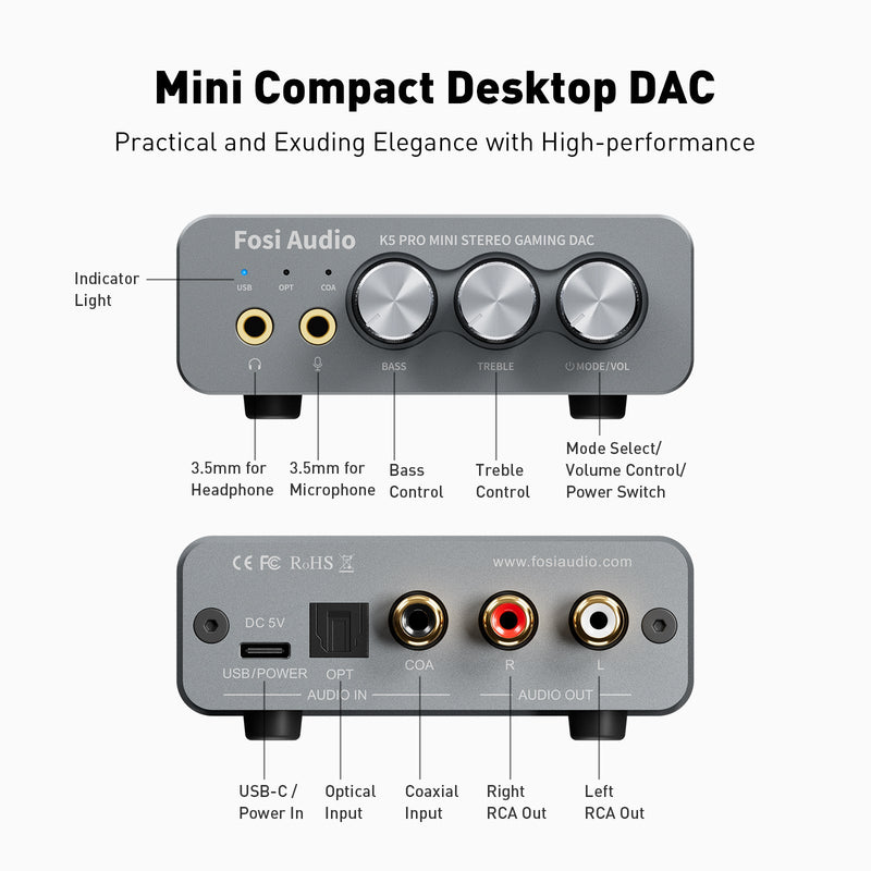 Apos Audio Fosi Audio Headphone DAC/Amp Fosi Audio K5 Pro Gaming DAC/ Headphone Amplifier