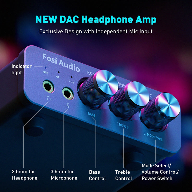 Apos Audio Fosi Audio Headphone DAC/Amp Fosi Audio K5 Pro Gaming DAC/ Headphone Amplifier