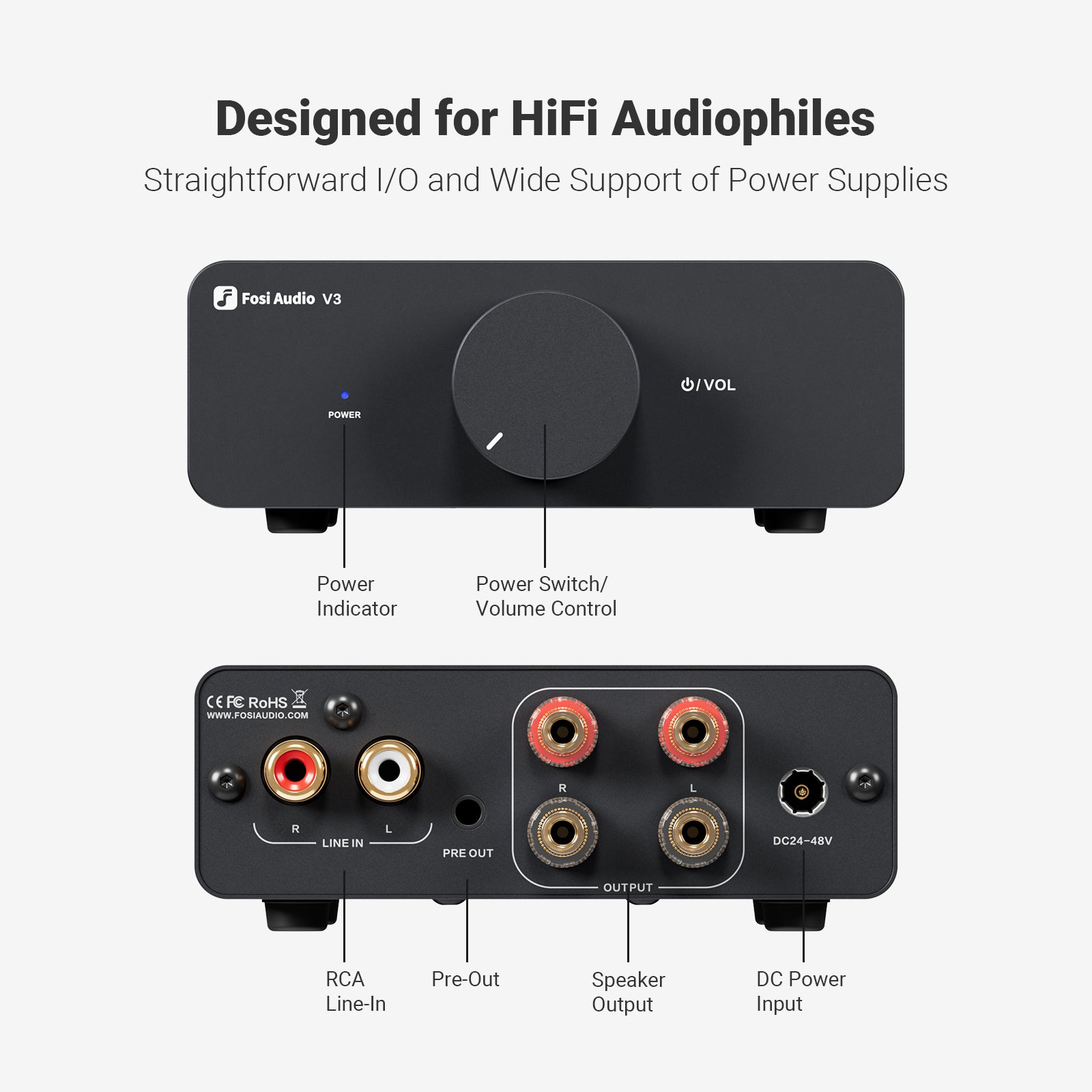 Apos Audio Fosi Audio Headphone DAC/Amp Fosi Audio V3 300W X2 2.0 Channel Hi-Fi Stereo Amplifier