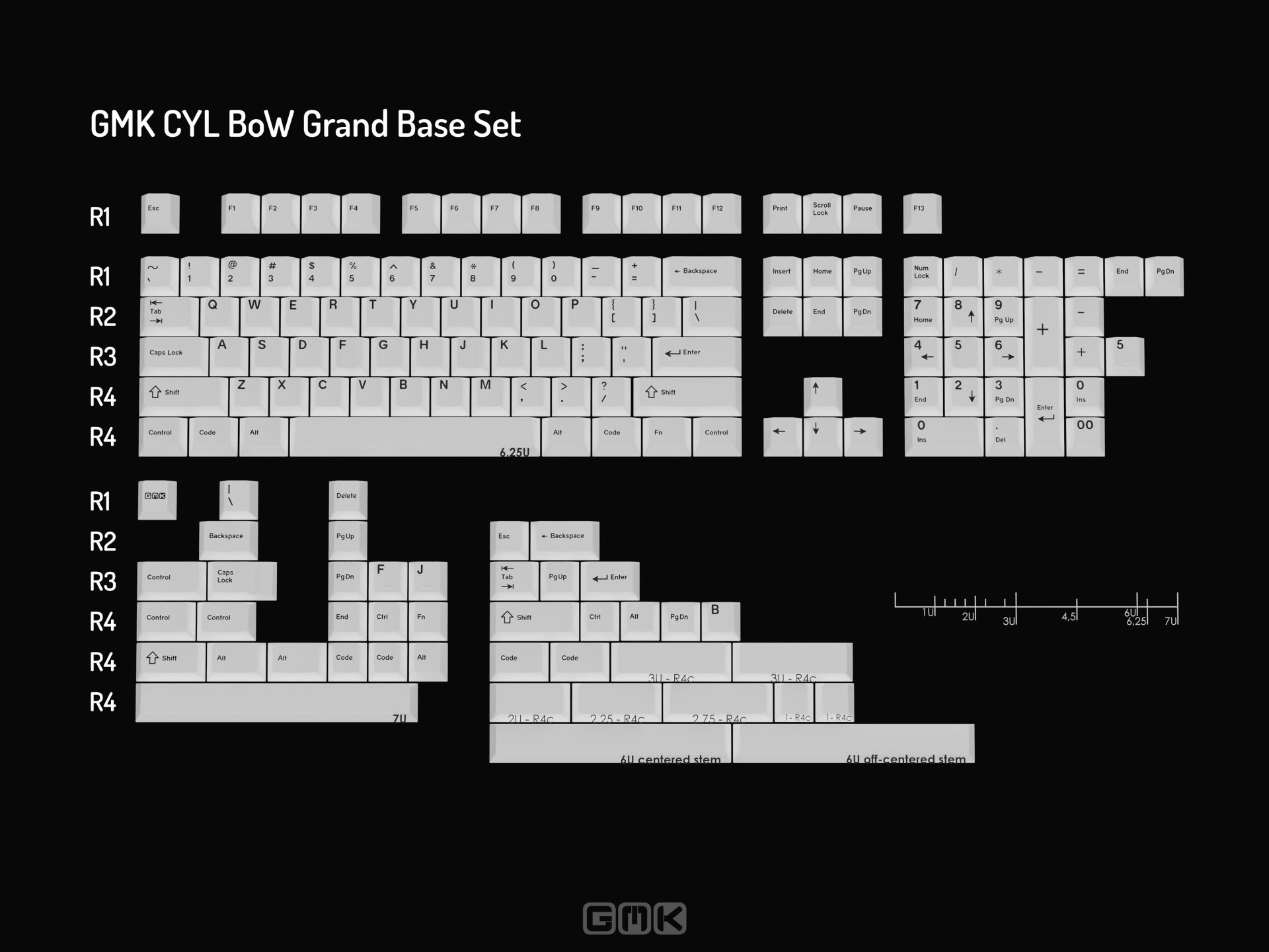 Apos Audio GMK Keycaps GMK BoW Keycap Set (Black on White) Grande Base Kit