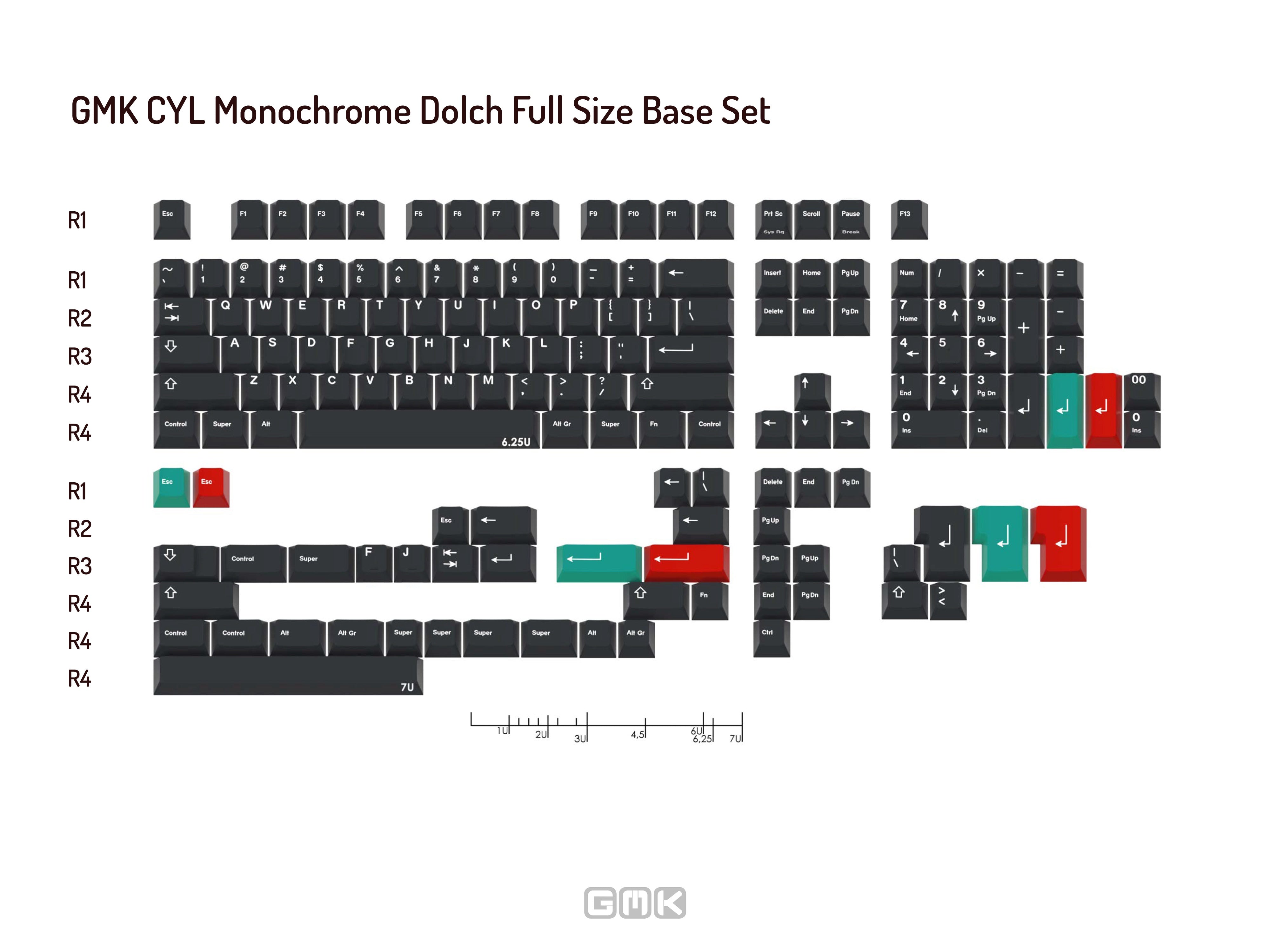 Apos Audio GMK Keycaps GMK Monochrome Dolch CYL Keycap Set Base Kit