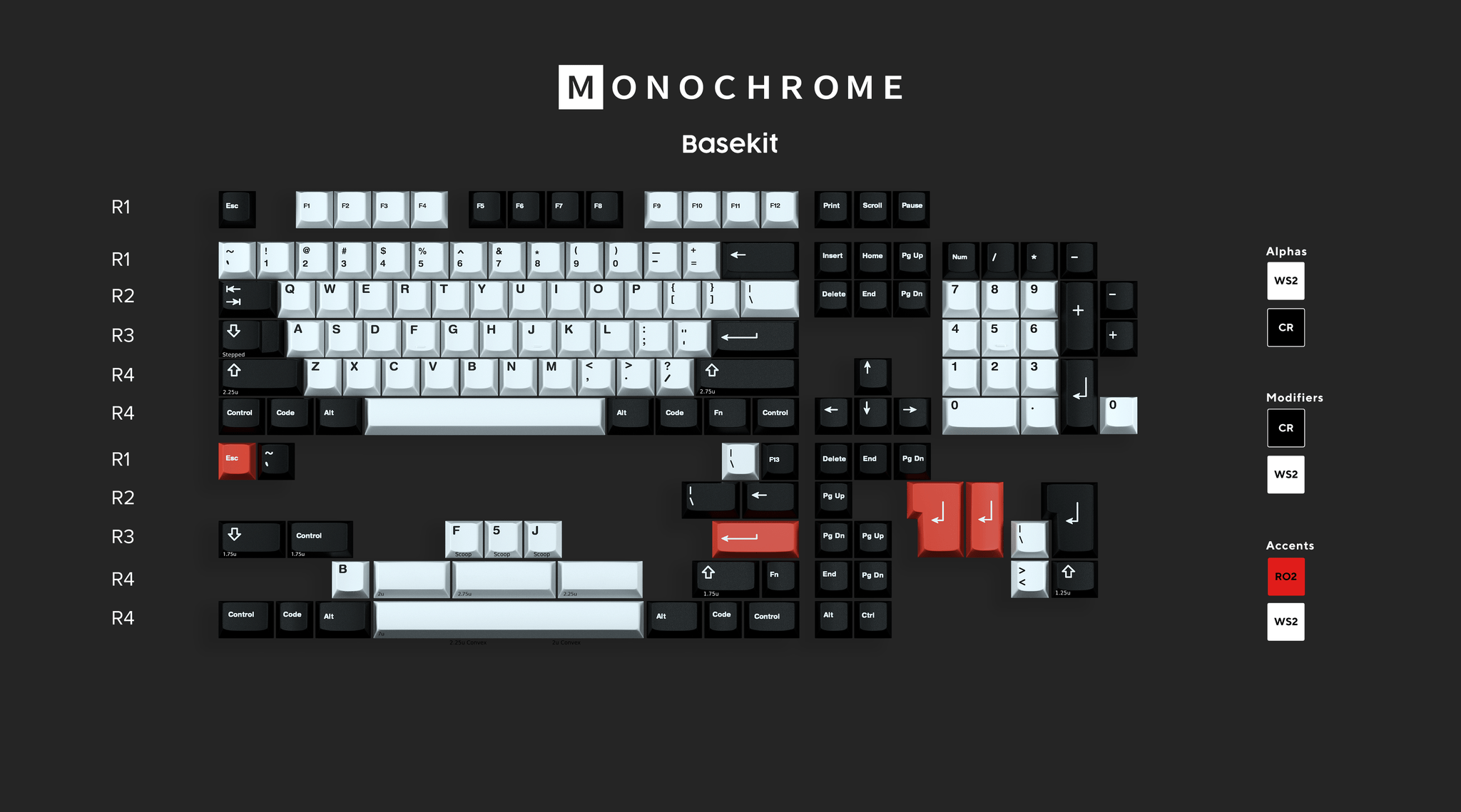 Apos Audio GMK Keycaps GMK Monochrome R2 Keycap Set