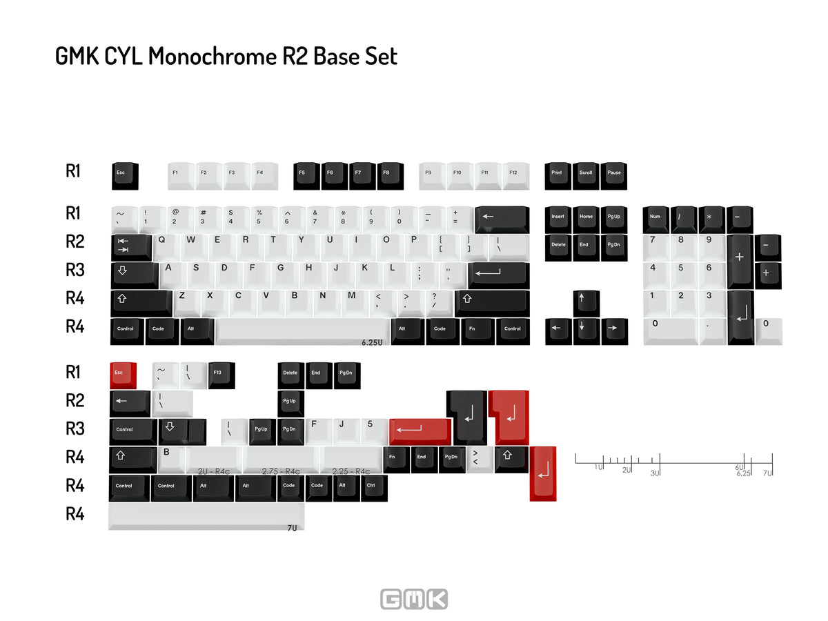 Apos Audio GMK Keycaps GMK Monochrome R2 Keycap Set Base Kit